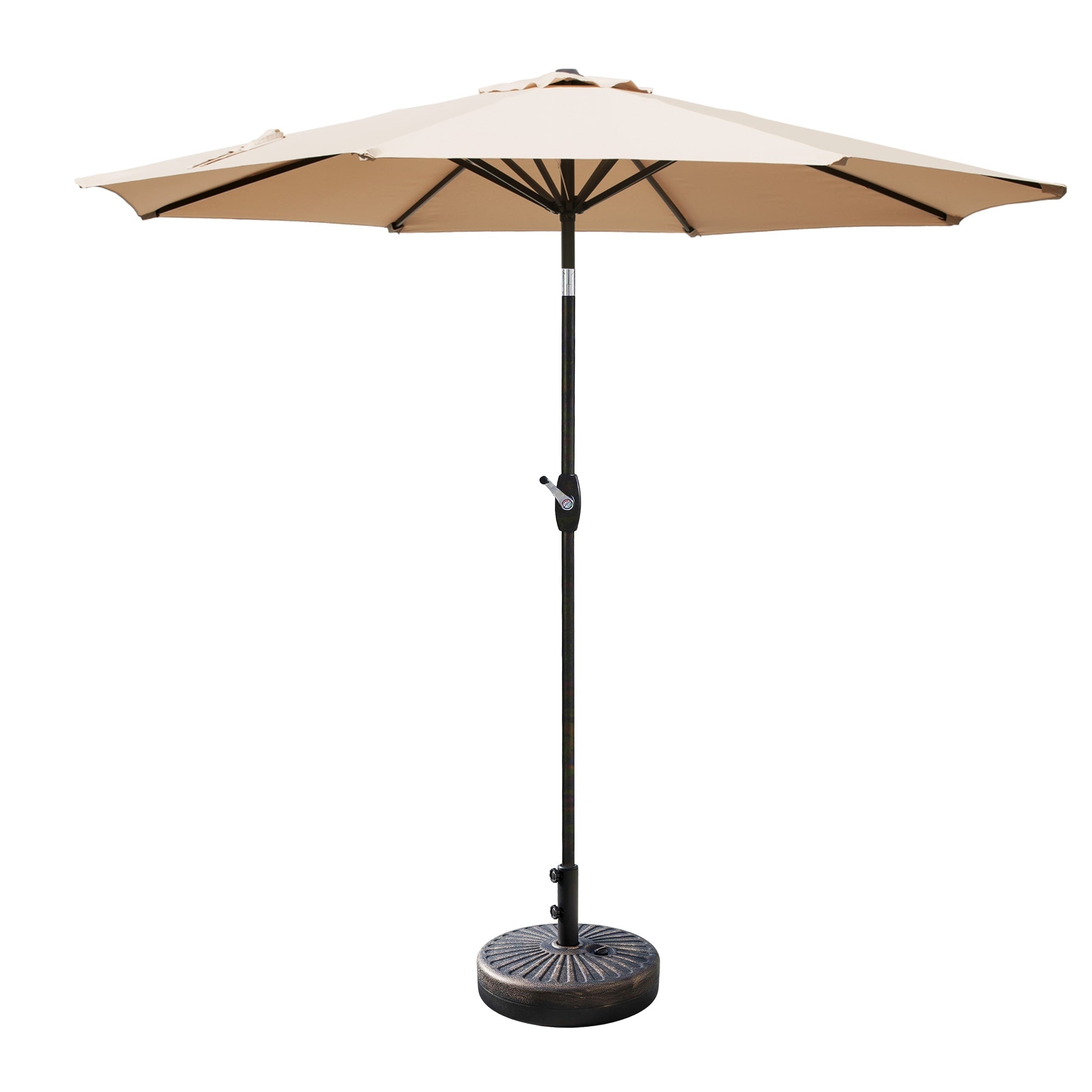 Parasol de patio Lopes de 9 pieds avec base en finition bronze et support de poids inclus