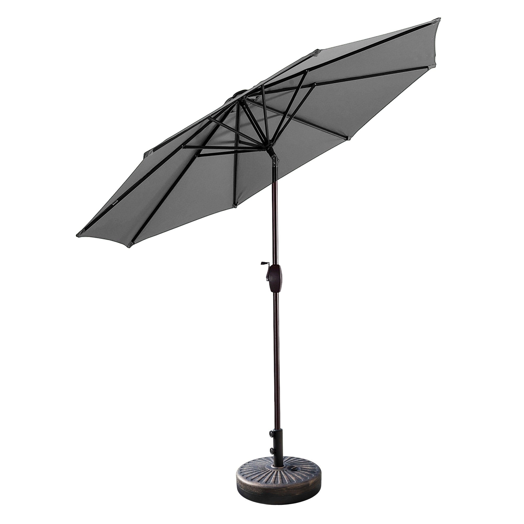 Parasol de patio Lopes de 9 pieds avec base en finition bronze et support de poids inclus