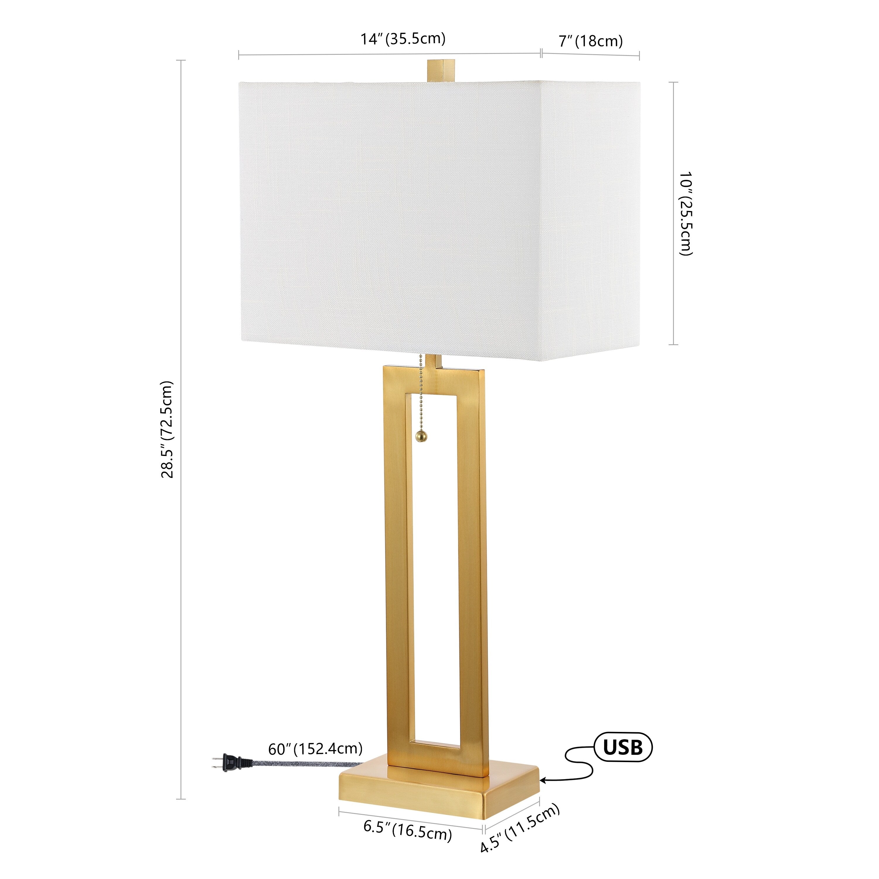 Lampe de table LED industrielle vintage Lucie 28,5 cm avec chaînette et port de chargement USB (lot de 2) par JONATHAN Y