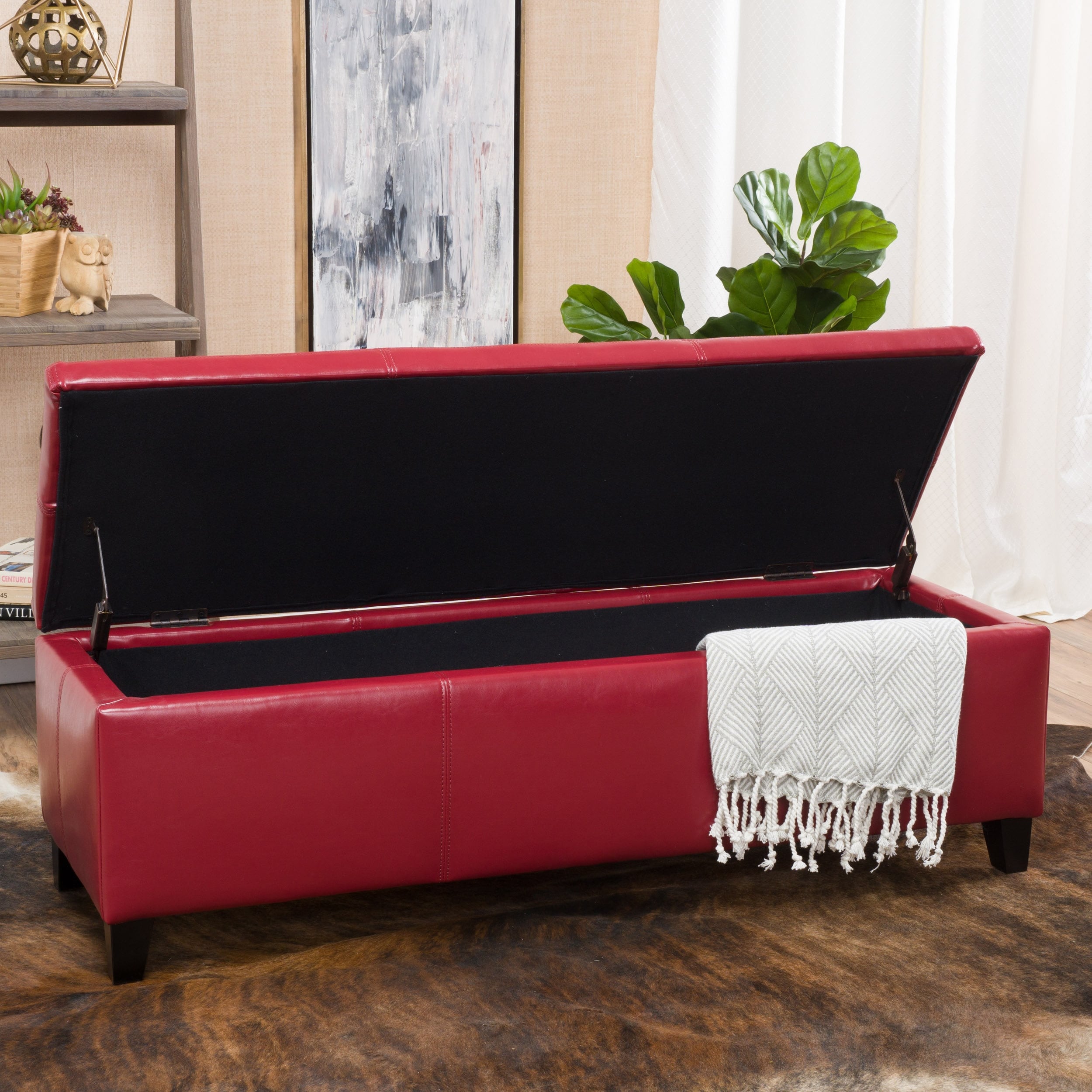 Banc de rangement en similicuir Lucinda par Christopher Knight Home - 51,25 L x 17,50 l x 16,25 H