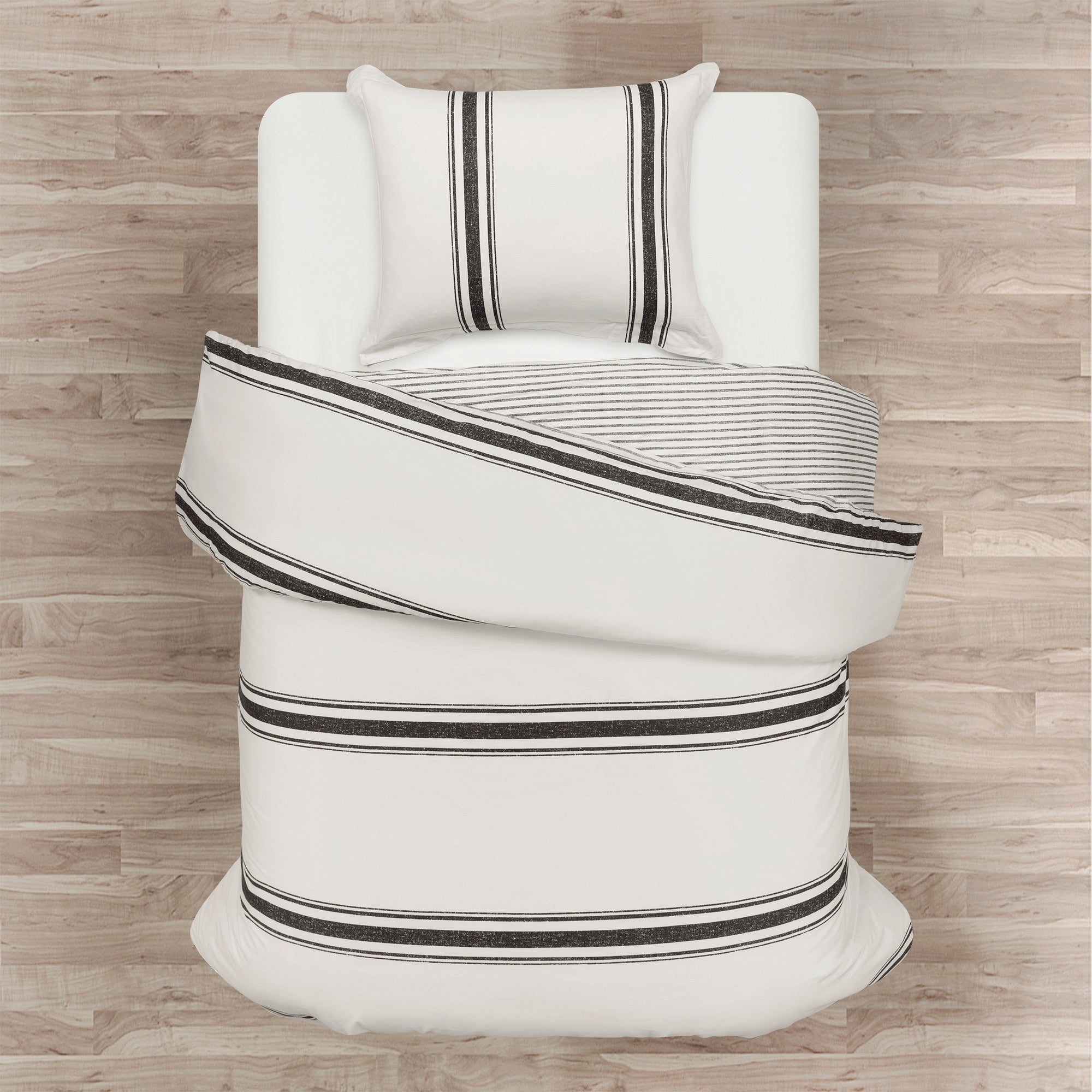 Lush Decor Farmhouse Stripe 3 Piece Duvet Cover Set