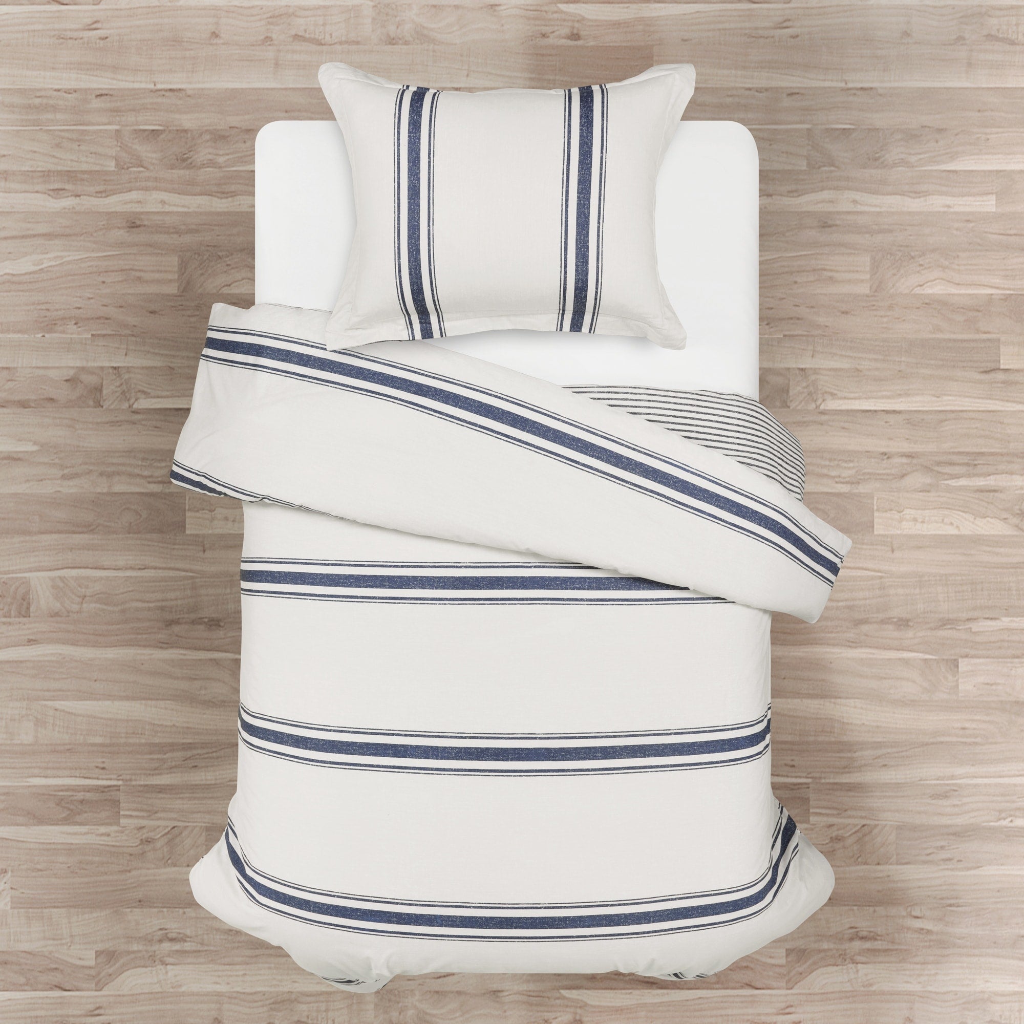 Lush Decor Farmhouse Stripe 3 Piece Duvet Cover Set