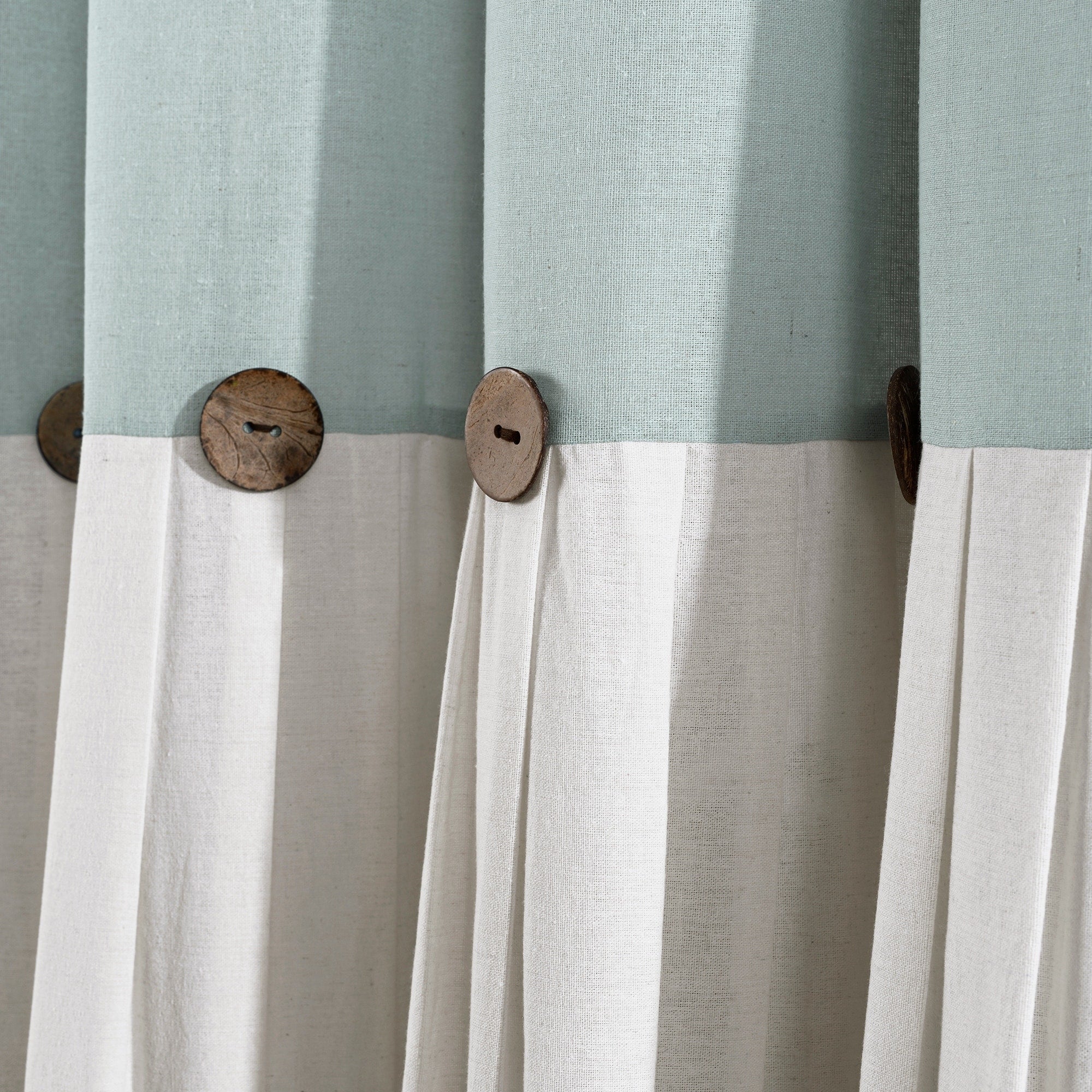 Lush Decor Two-tone Linen Button Shower Curtain