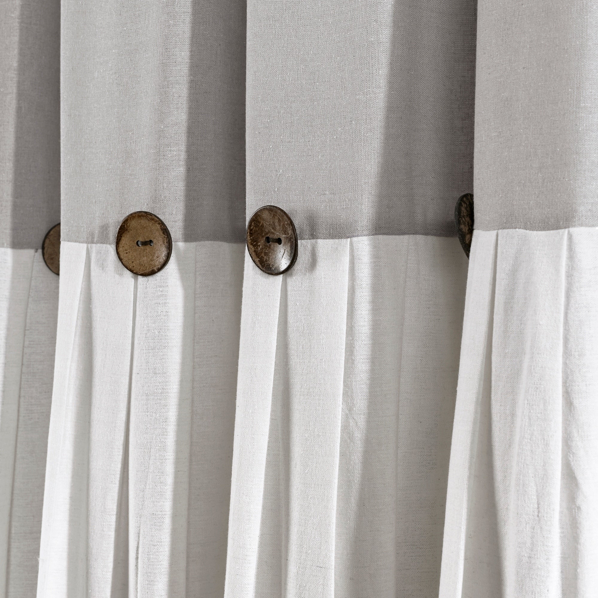 Lush Decor Two-tone Linen Button Shower Curtain