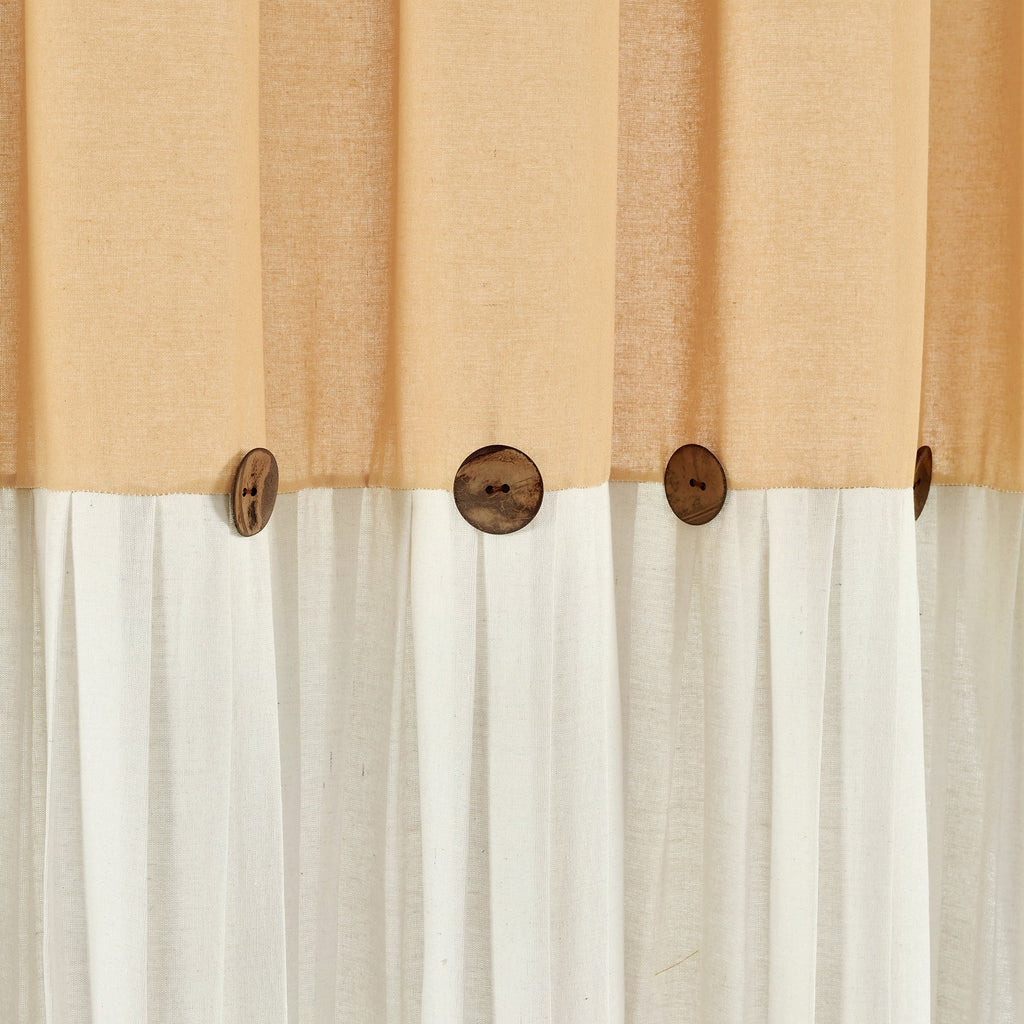 Lush Decor Two-tone Linen Button Shower Curtain
