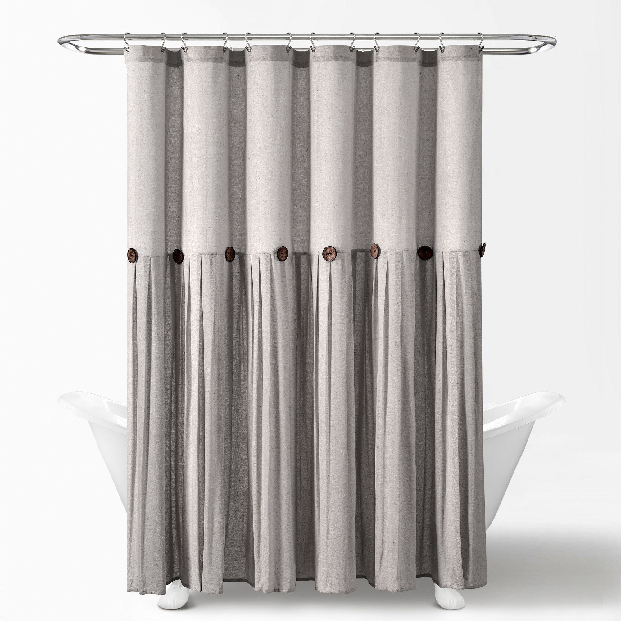 Lush Decor Two-tone Linen Button Shower Curtain