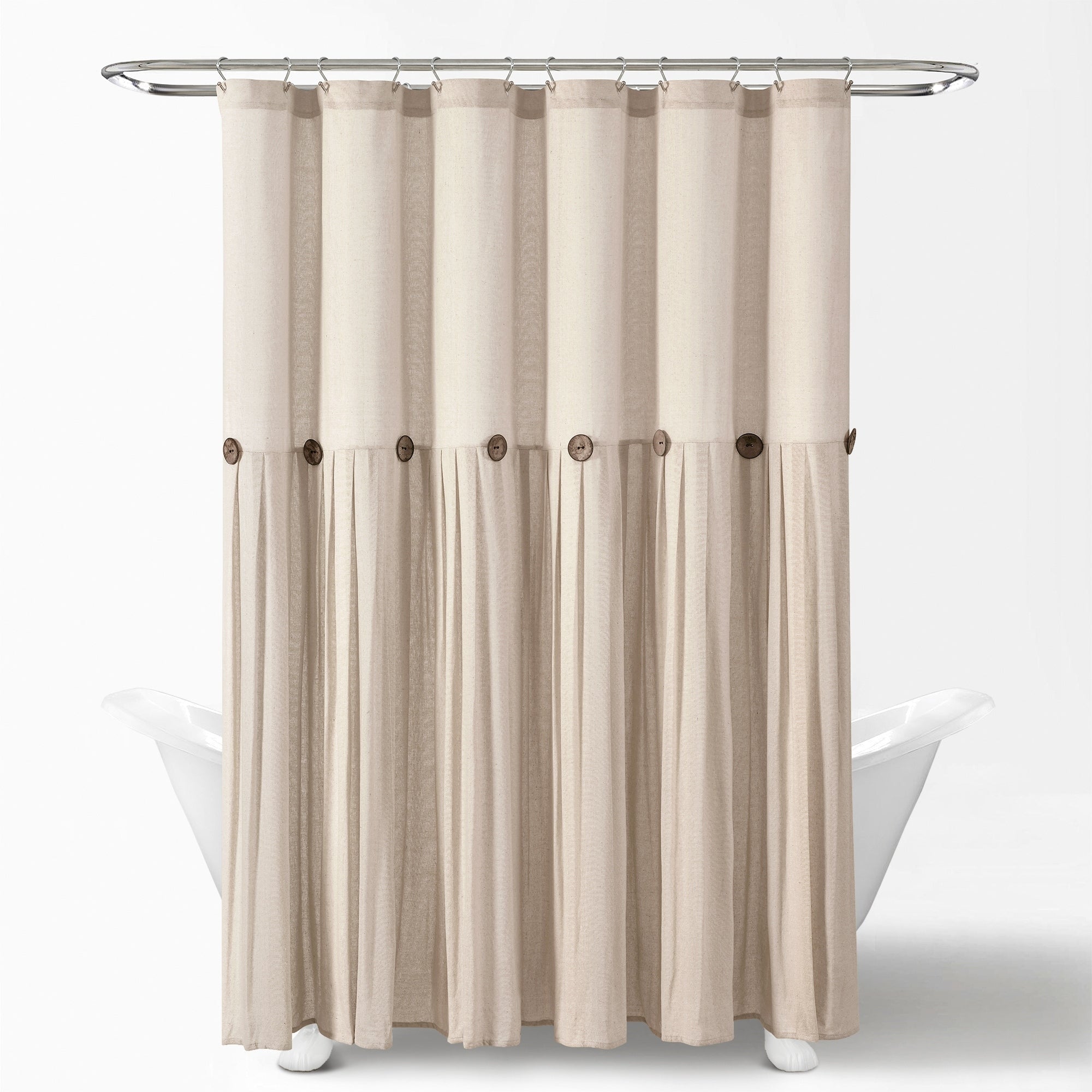 Lush Decor Two-tone Linen Button Shower Curtain