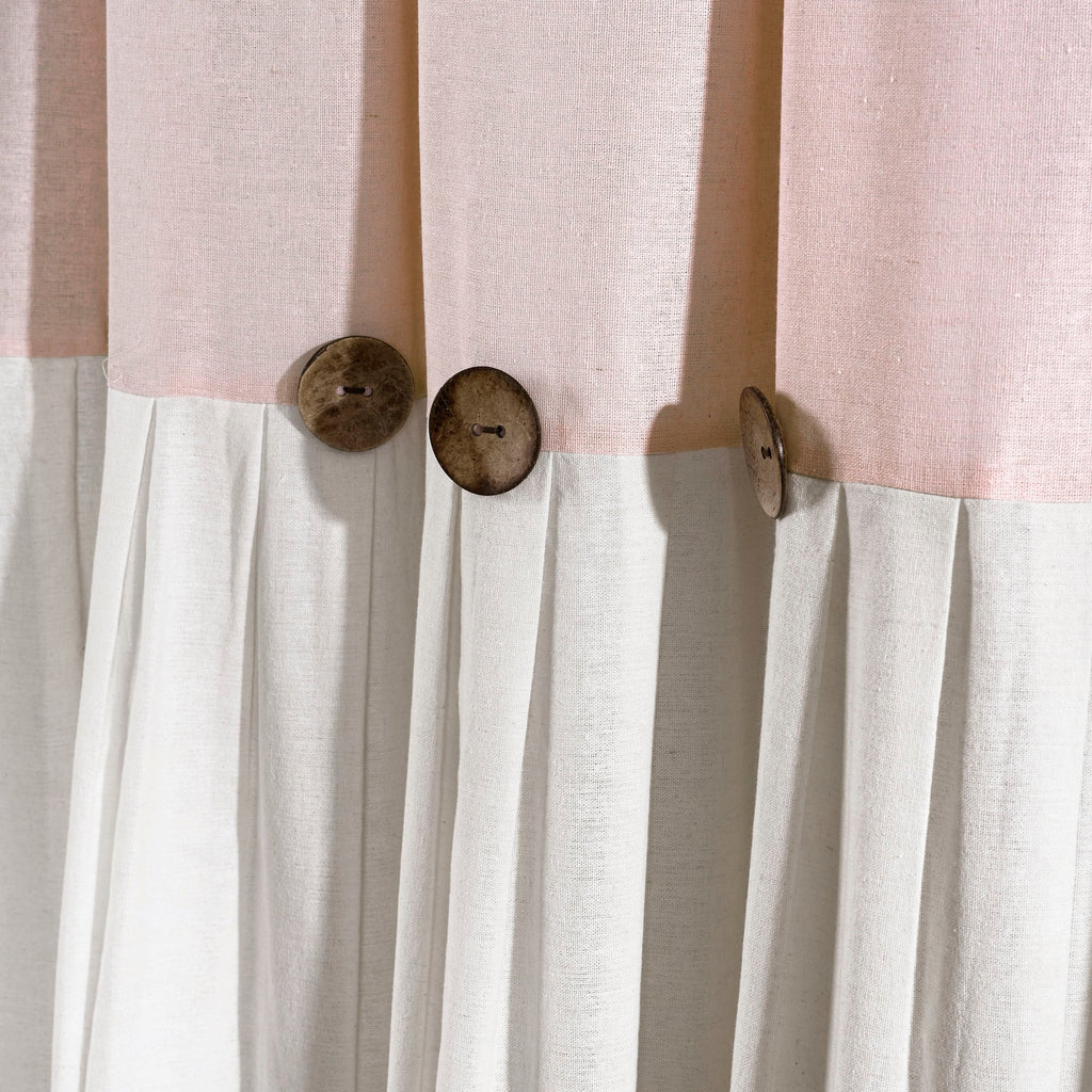 Lush Decor Two-tone Linen Button Shower Curtain