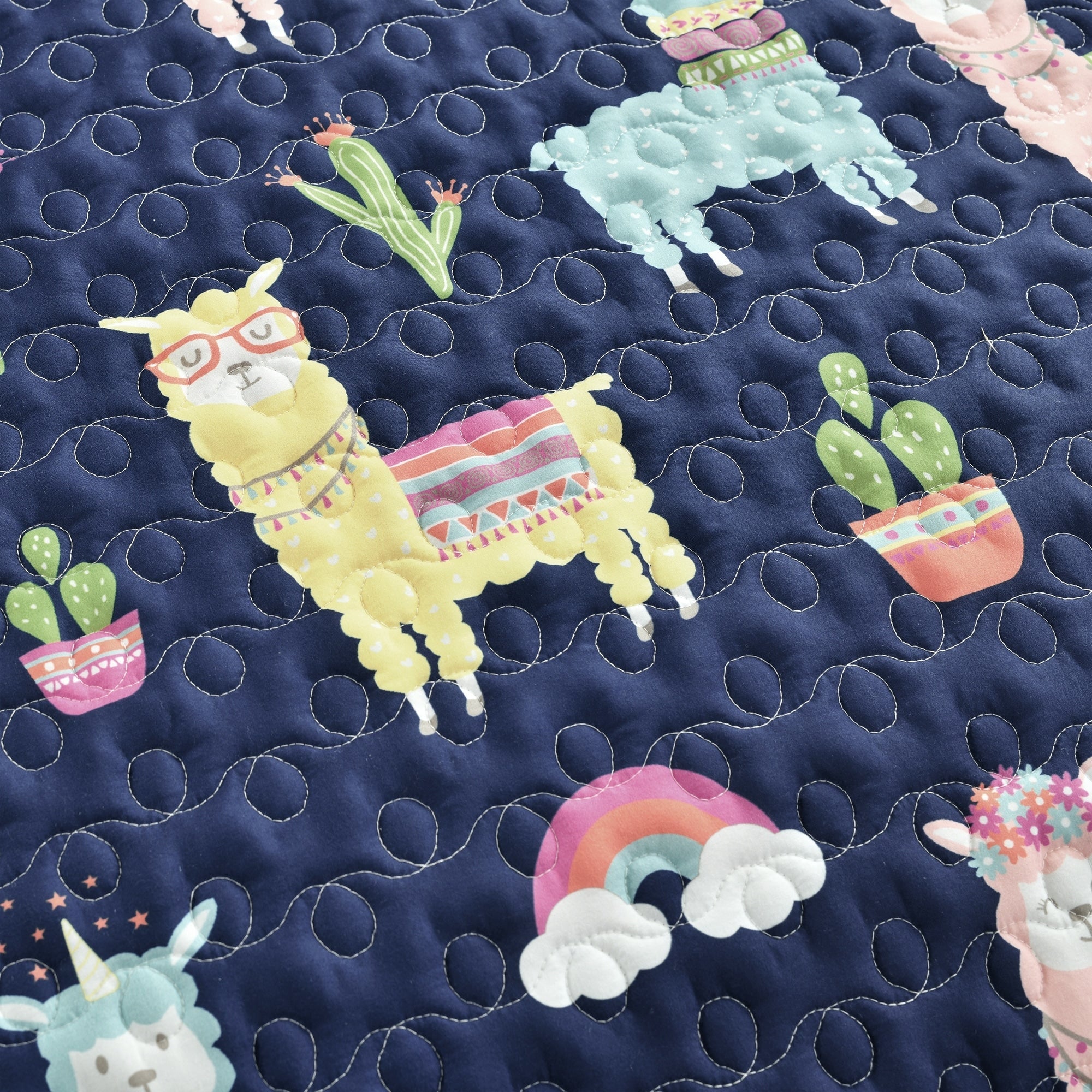 Lush Decor Southwest Llama Cactus Reversible Print Quilt Set