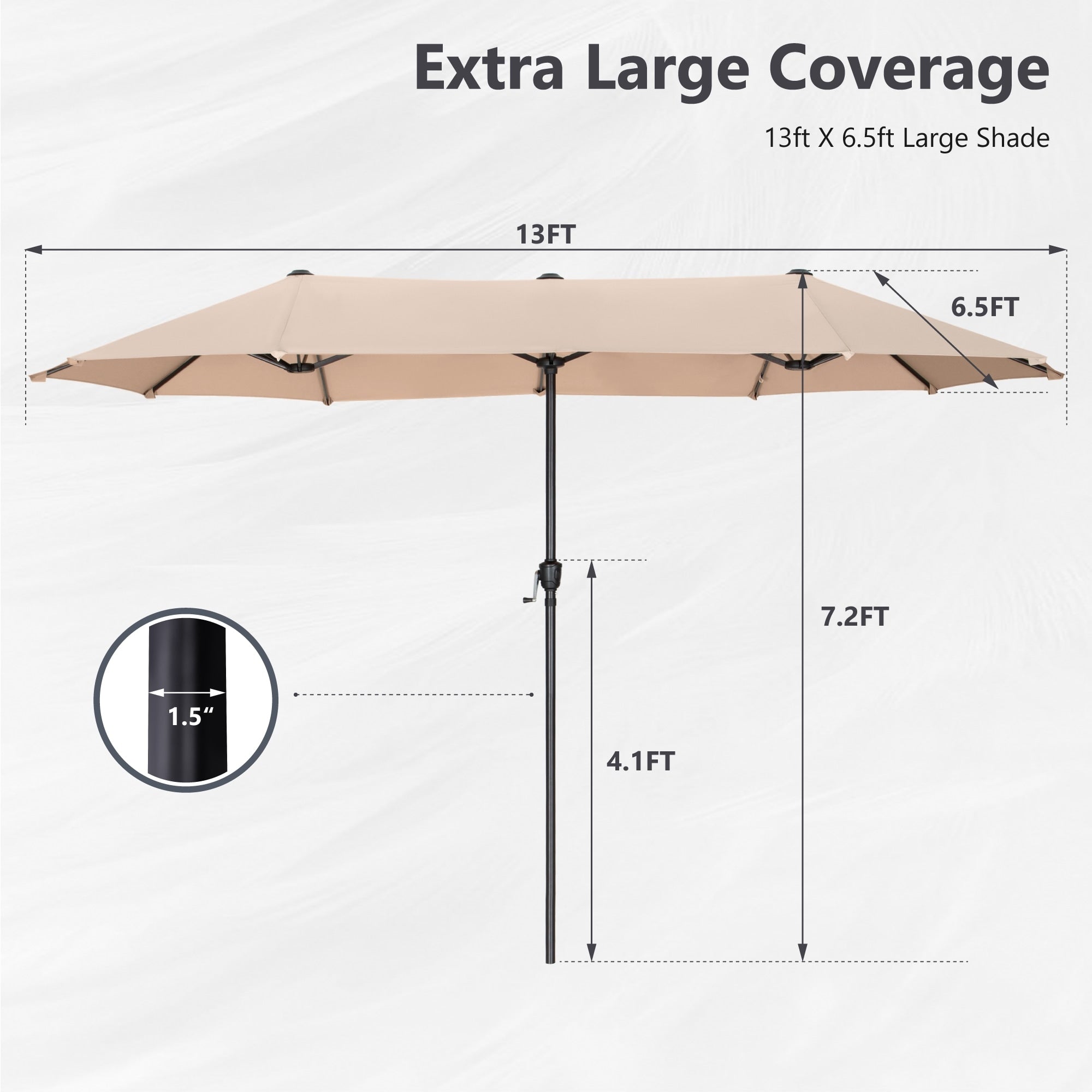 MAISON ARTS 13ft Double -Sided Patio Umbrella Extra Large with Crank