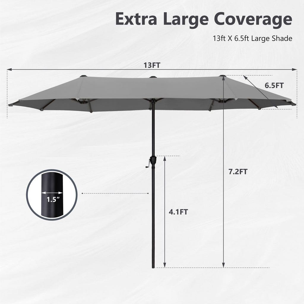 MAISON ARTS 13ft Double -Sided Patio Umbrella Extra Large with Crank