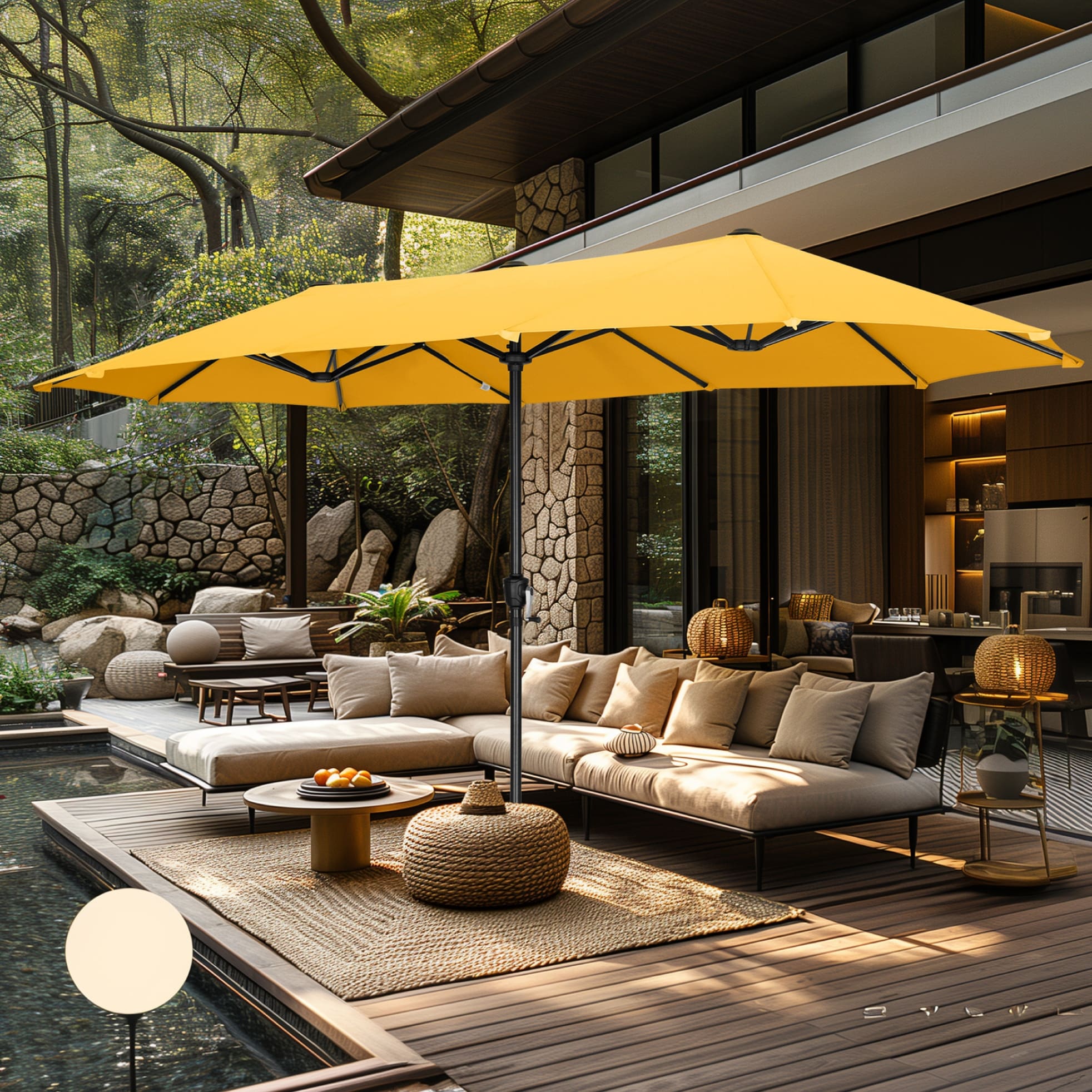 MAISON ARTS 13ft Double -Sided Patio Umbrella Extra Large with Crank