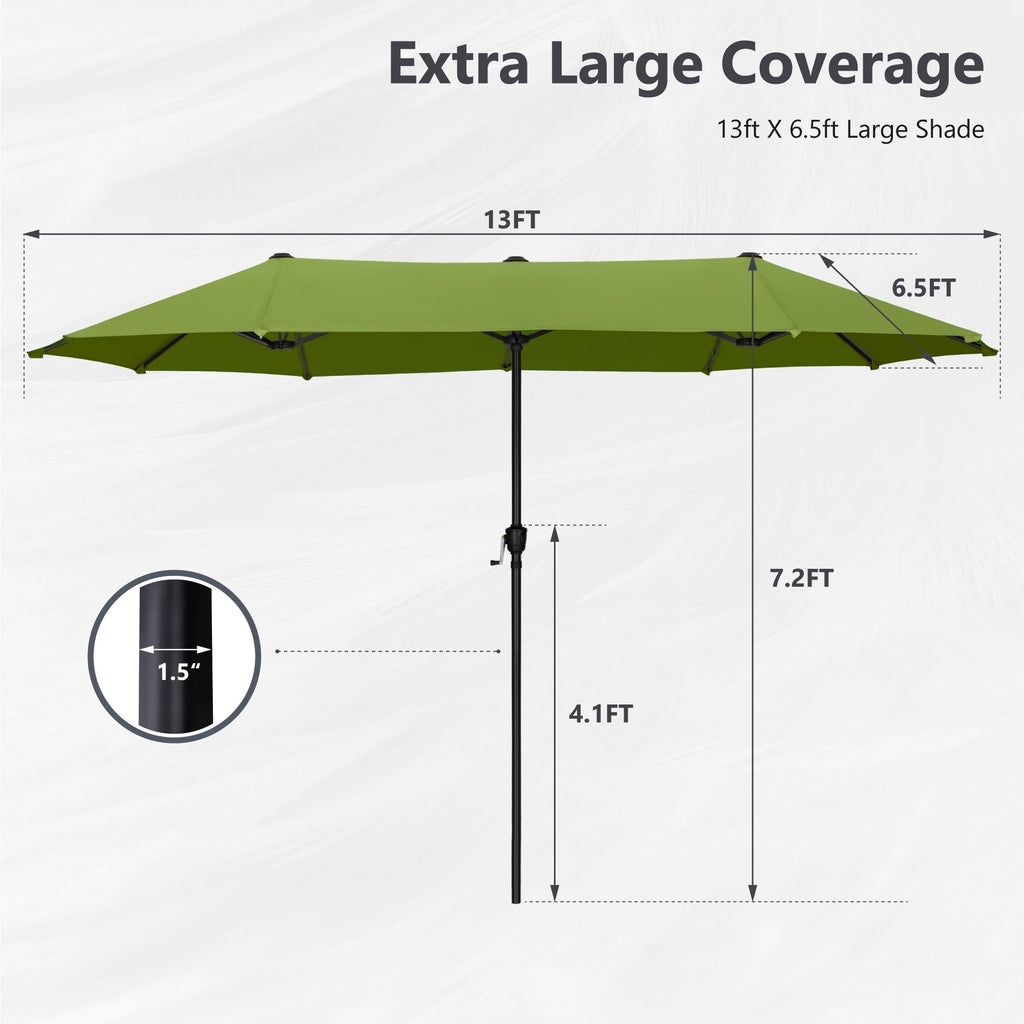 MAISON ARTS 13ft Double -Sided Patio Umbrella Extra Large with Crank