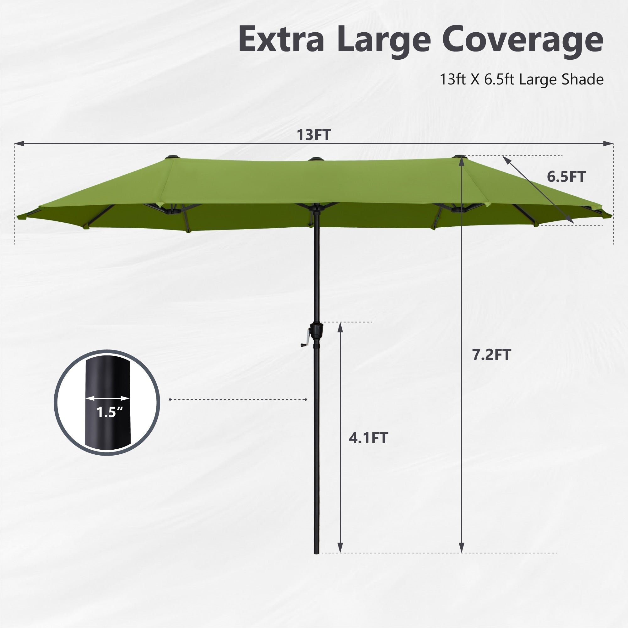 MAISON ARTS 13ft Double -Sided Patio Umbrella Extra Large with Crank