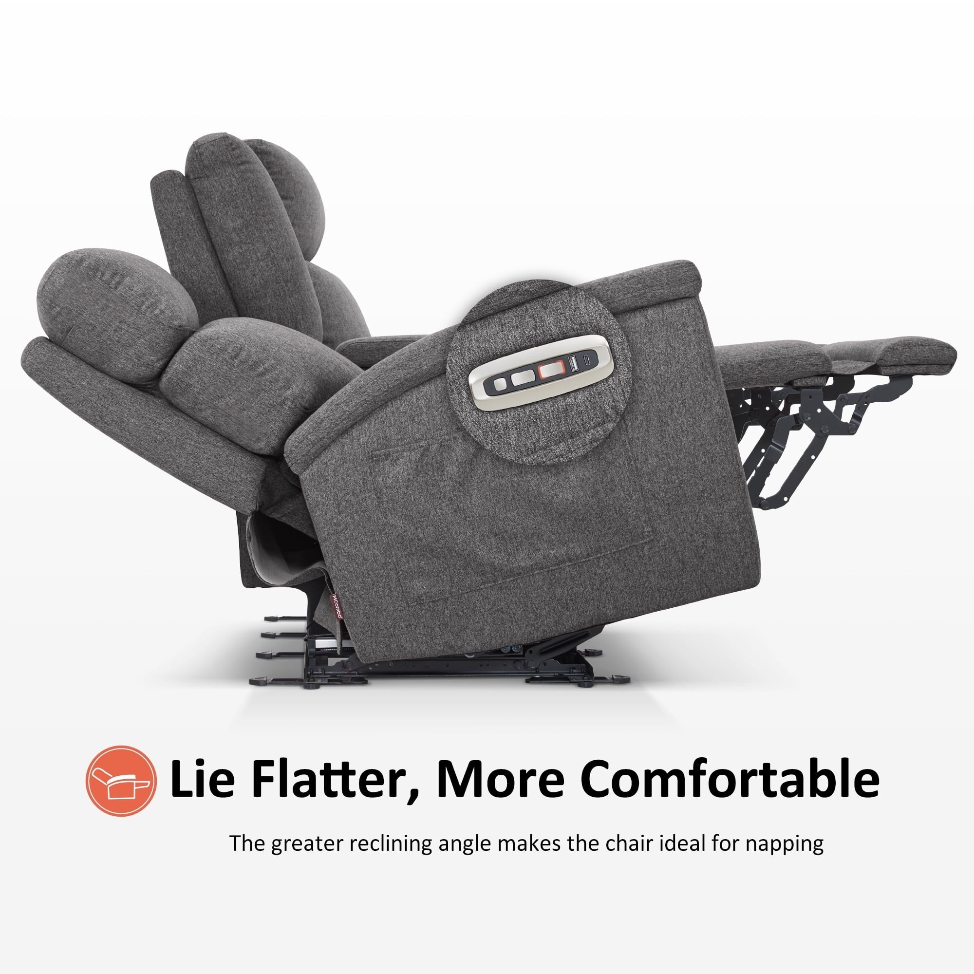 MCombo 60.2 Power Loveseat Recliner Sofa with Massage and Dual Heating, Adjustable Headrest, USB & Type C Port, Fabric