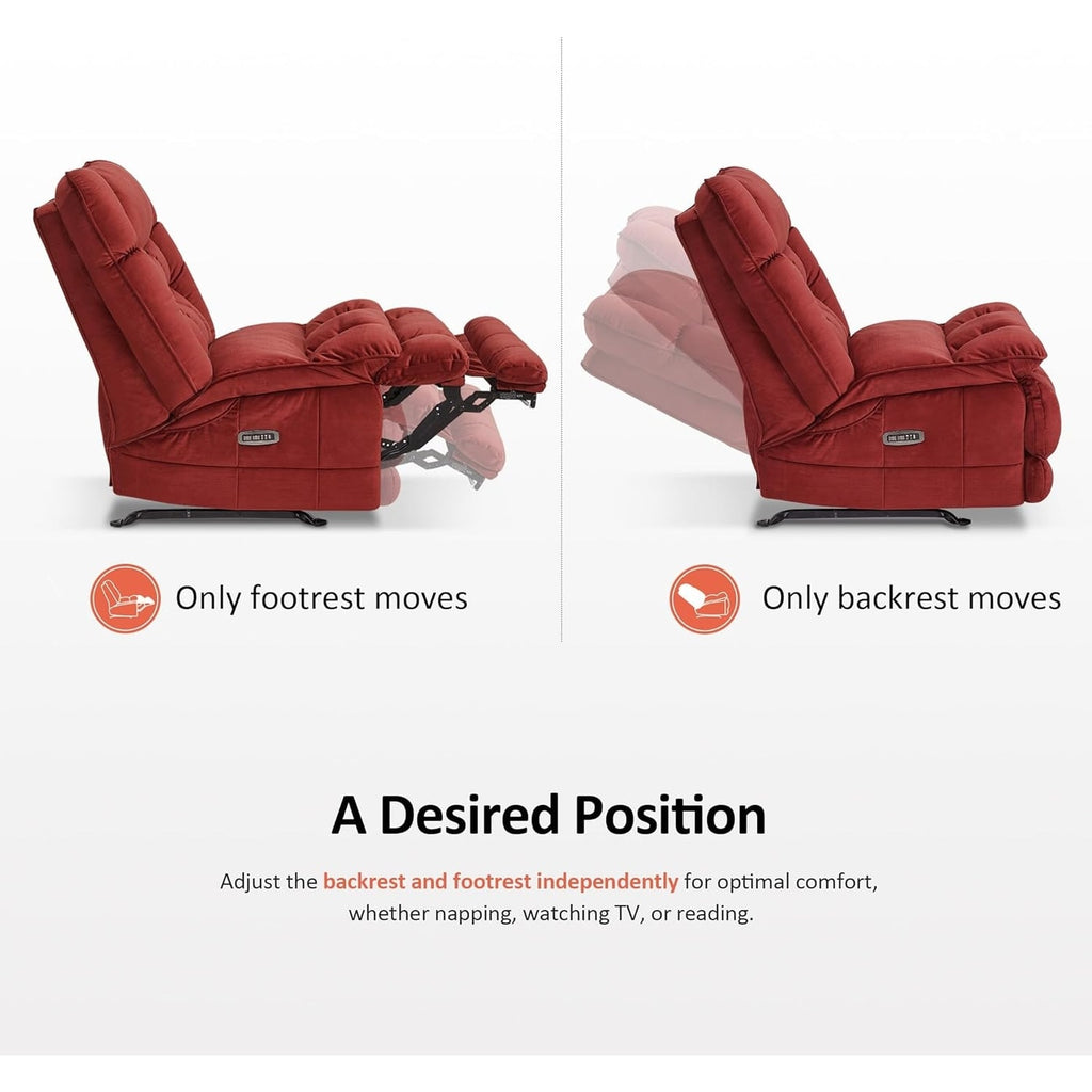 MCombo Oversized Dual Motor Armless Power Rocker Recliner Chair, Zeroarms Recliner Perfect for Living Room Fabric PR607