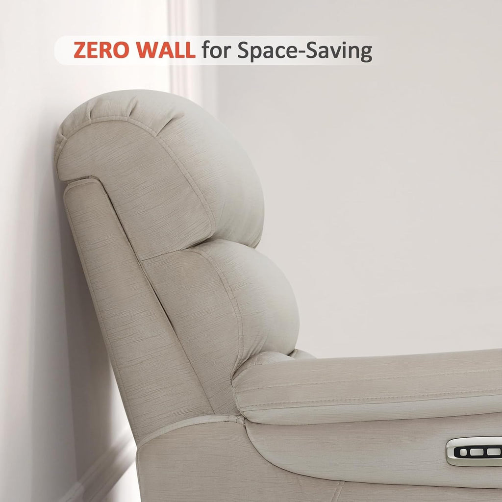 MCombo Zero Wall-Hugger Power Recliner Chair with Adjustable Headrest, Perfect for Small Spaces and RV, Fabric ST257