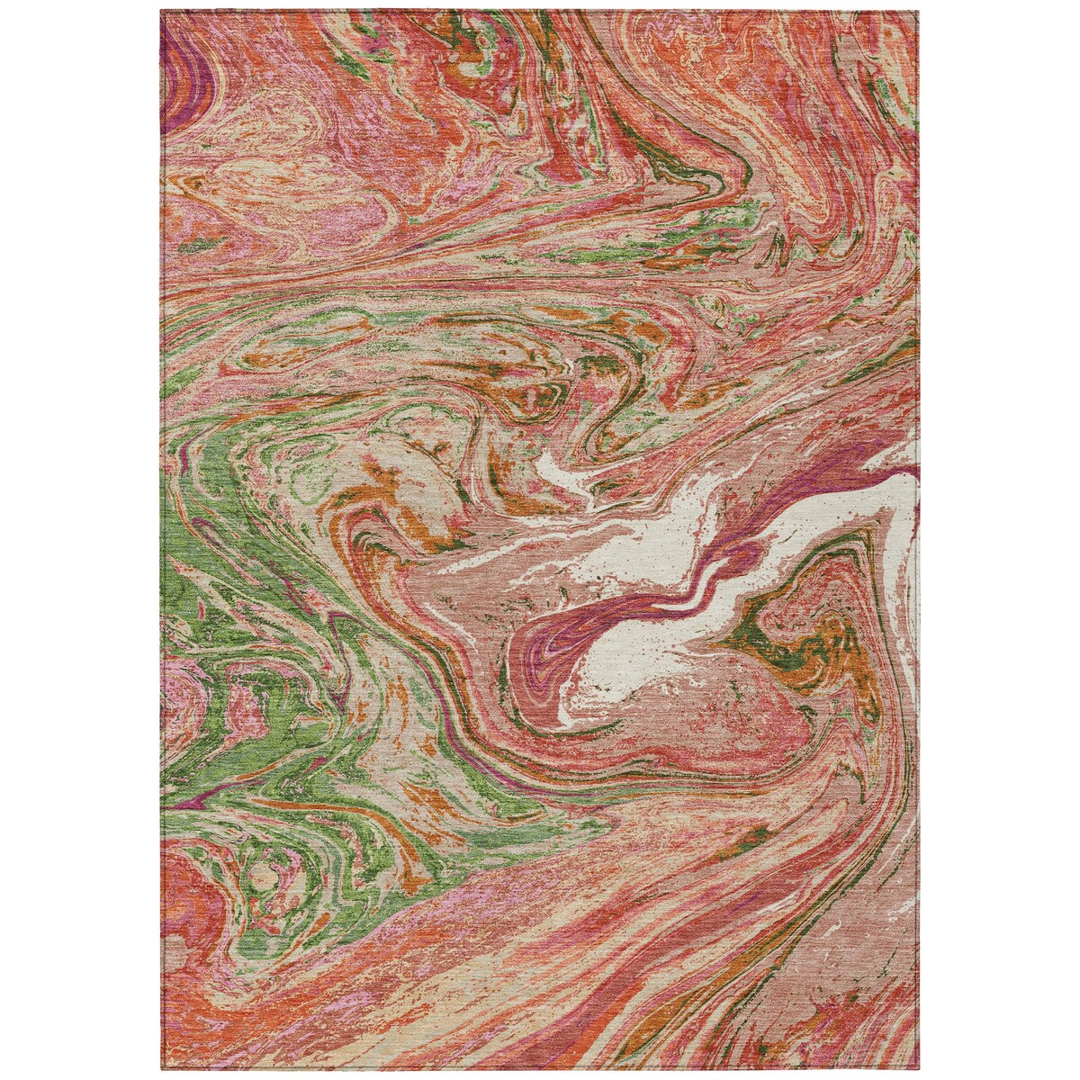 Machine Washable Indoor/ Outdoor Abstract Brushstroke Chantille Rug