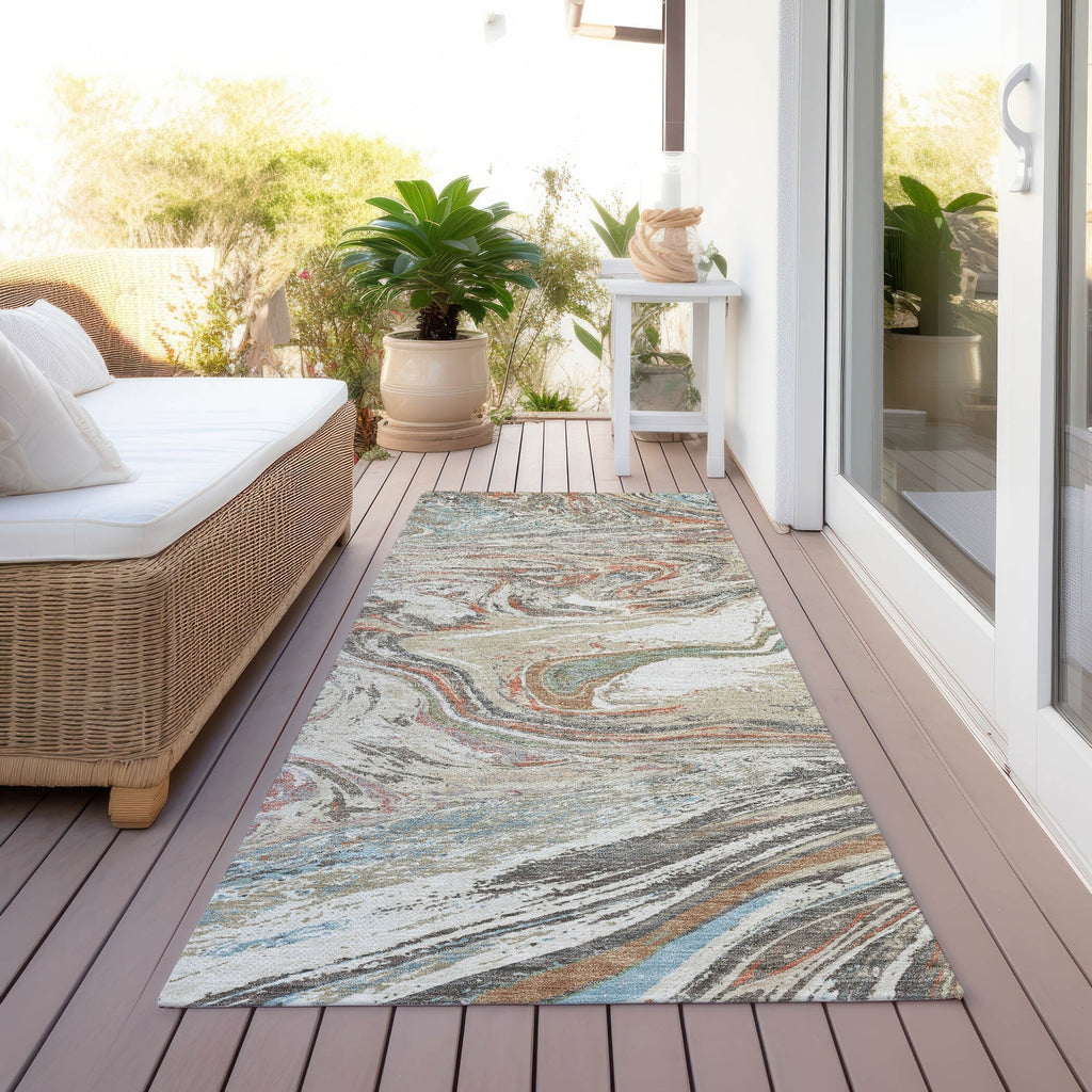 Tapis Chantille à motifs abstraits, lavable en machine, pour intérieur et extérieur