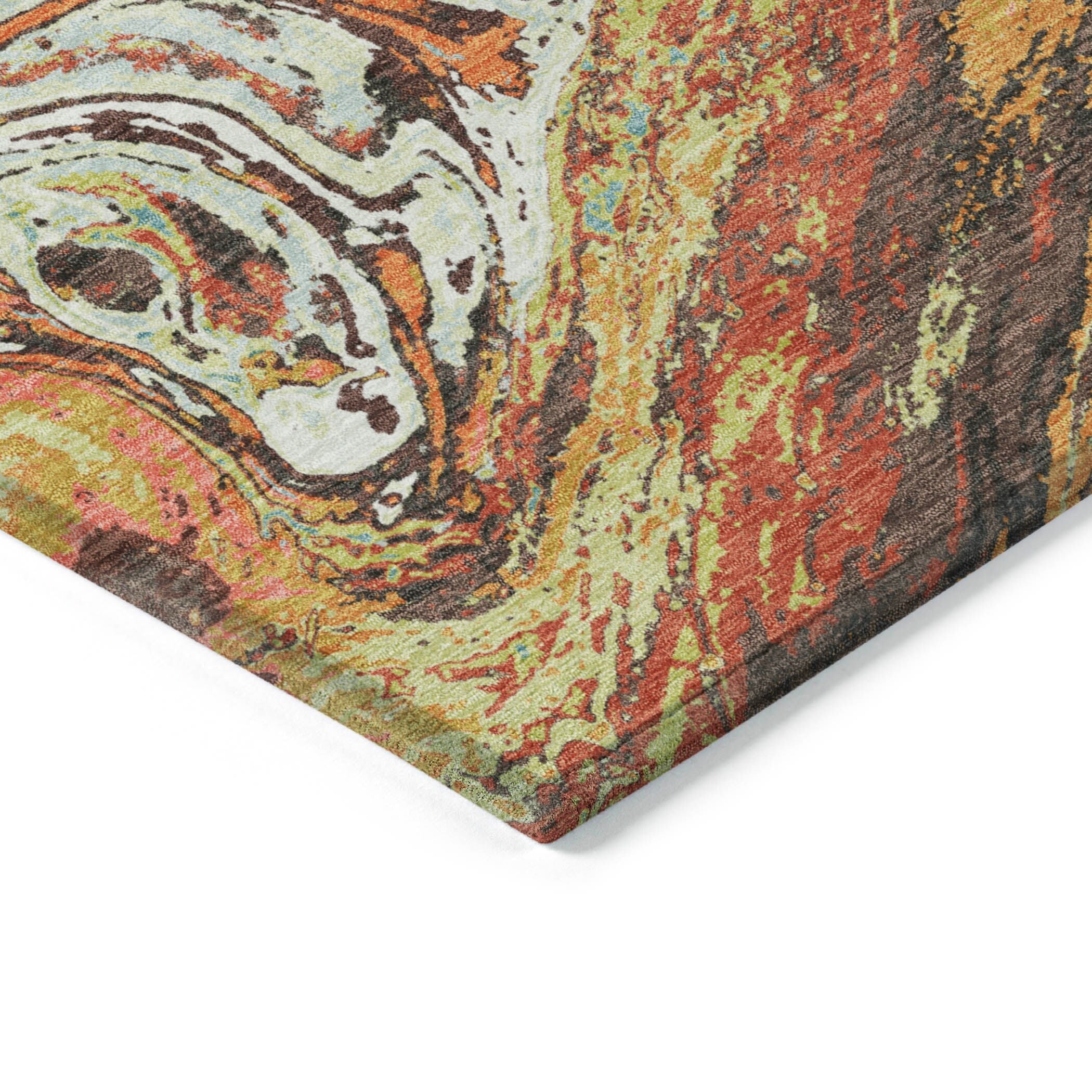 Machine Washable Indoor/ Outdoor Abstract Brushstroke Chantille Rug