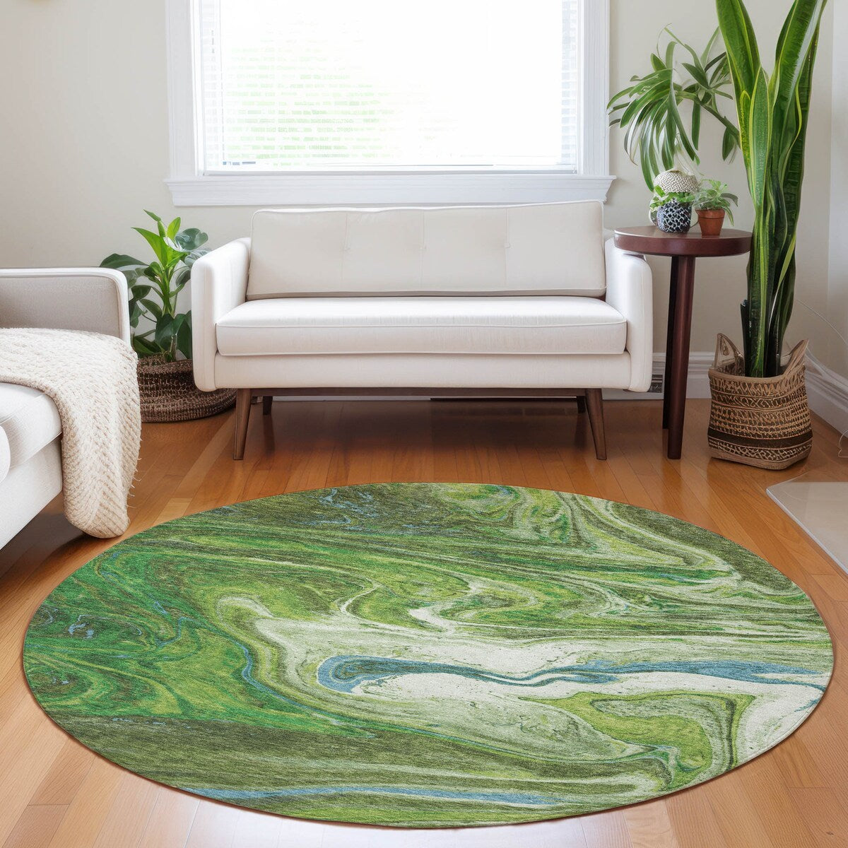 Machine Washable Indoor/ Outdoor Abstract Brushstroke Chantille Rug