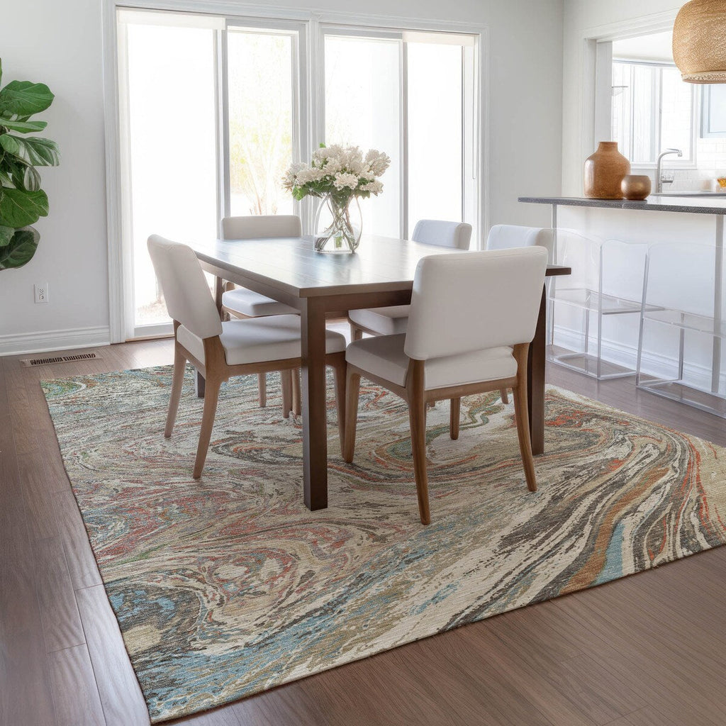 Tapis Chantille à motifs abstraits, lavable en machine, pour intérieur et extérieur