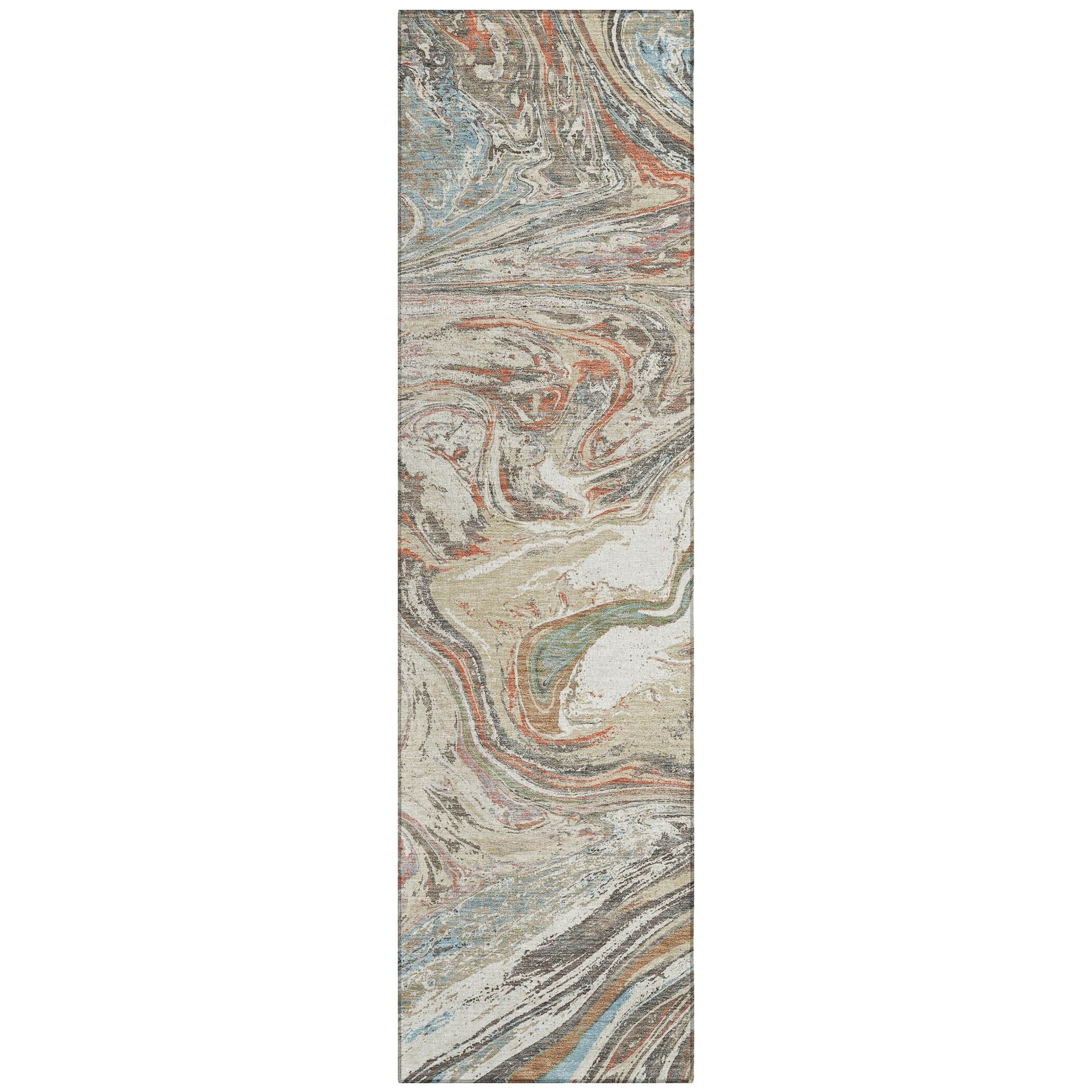 Machine Washable Indoor/ Outdoor Abstract Brushstroke Chantille Rug