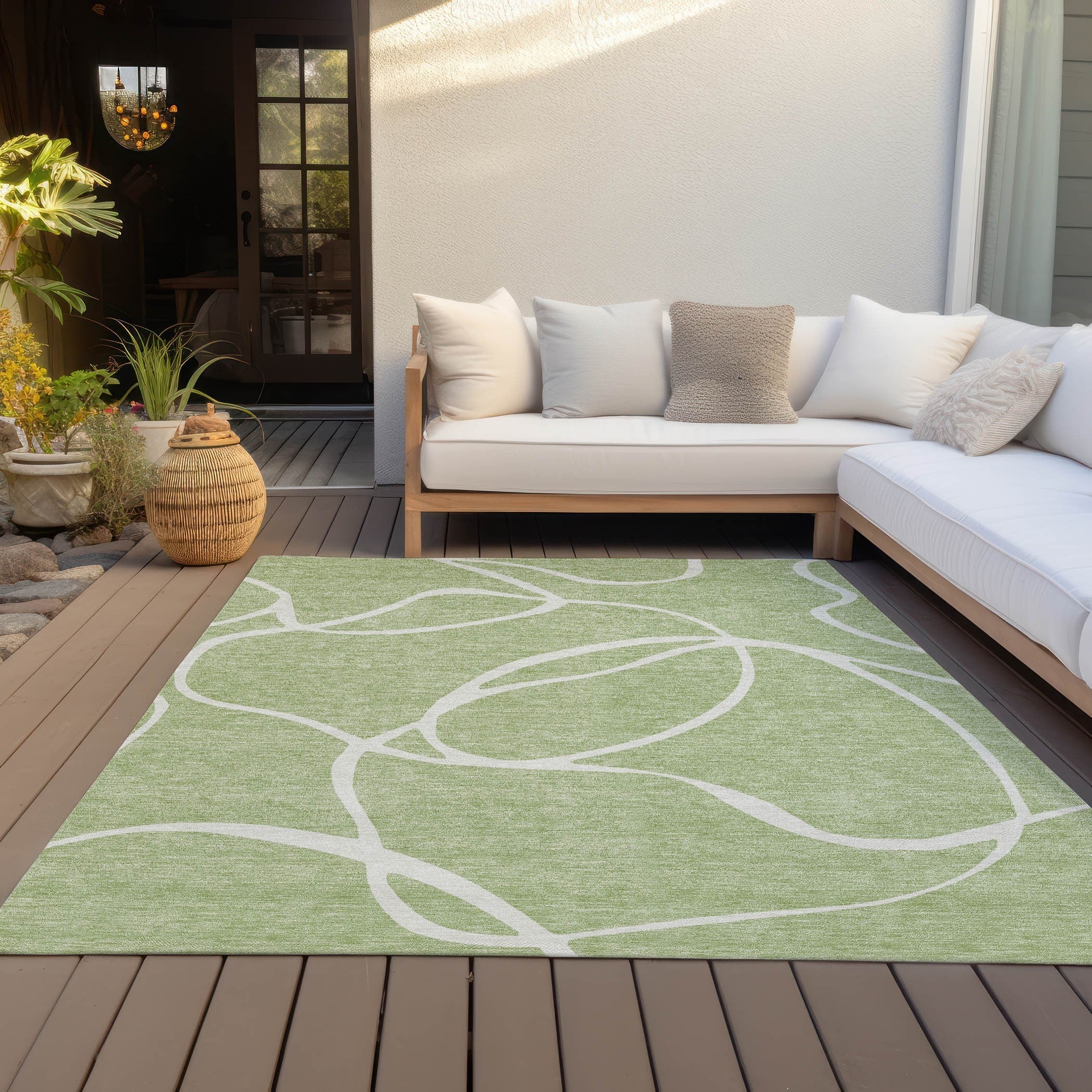 Machine Washable Indoor/ Outdoor Abstract Modern Chantille Rug