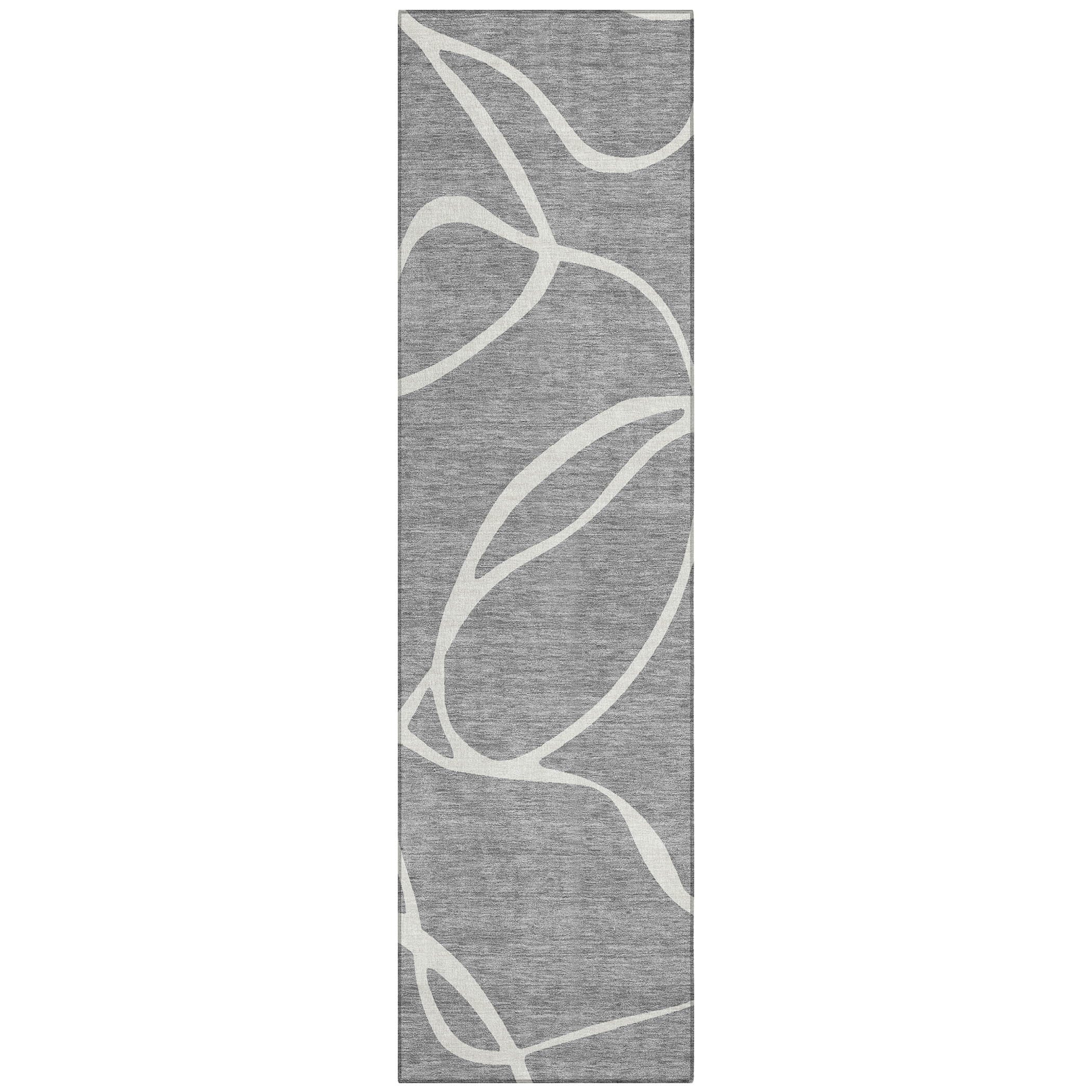 Machine Washable Indoor/ Outdoor Abstract Modern Chantille Rug