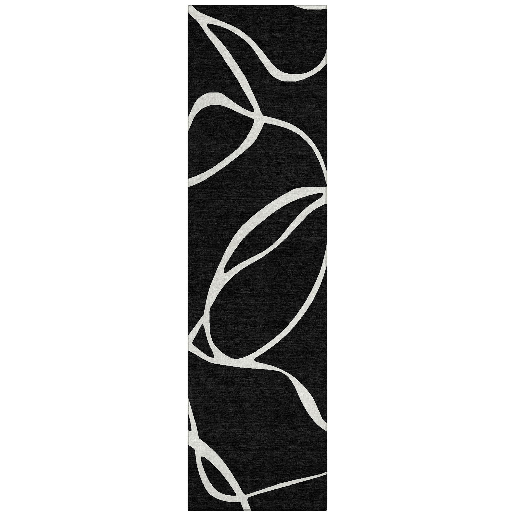Machine Washable Indoor/ Outdoor Abstract Modern Chantille Rug