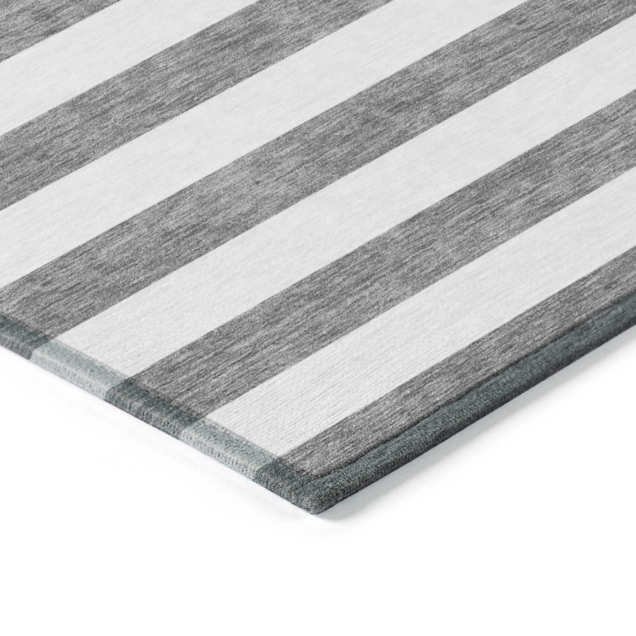 Machine Washable Indoor/ Outdoor Cabana Stripe Chantille Rug