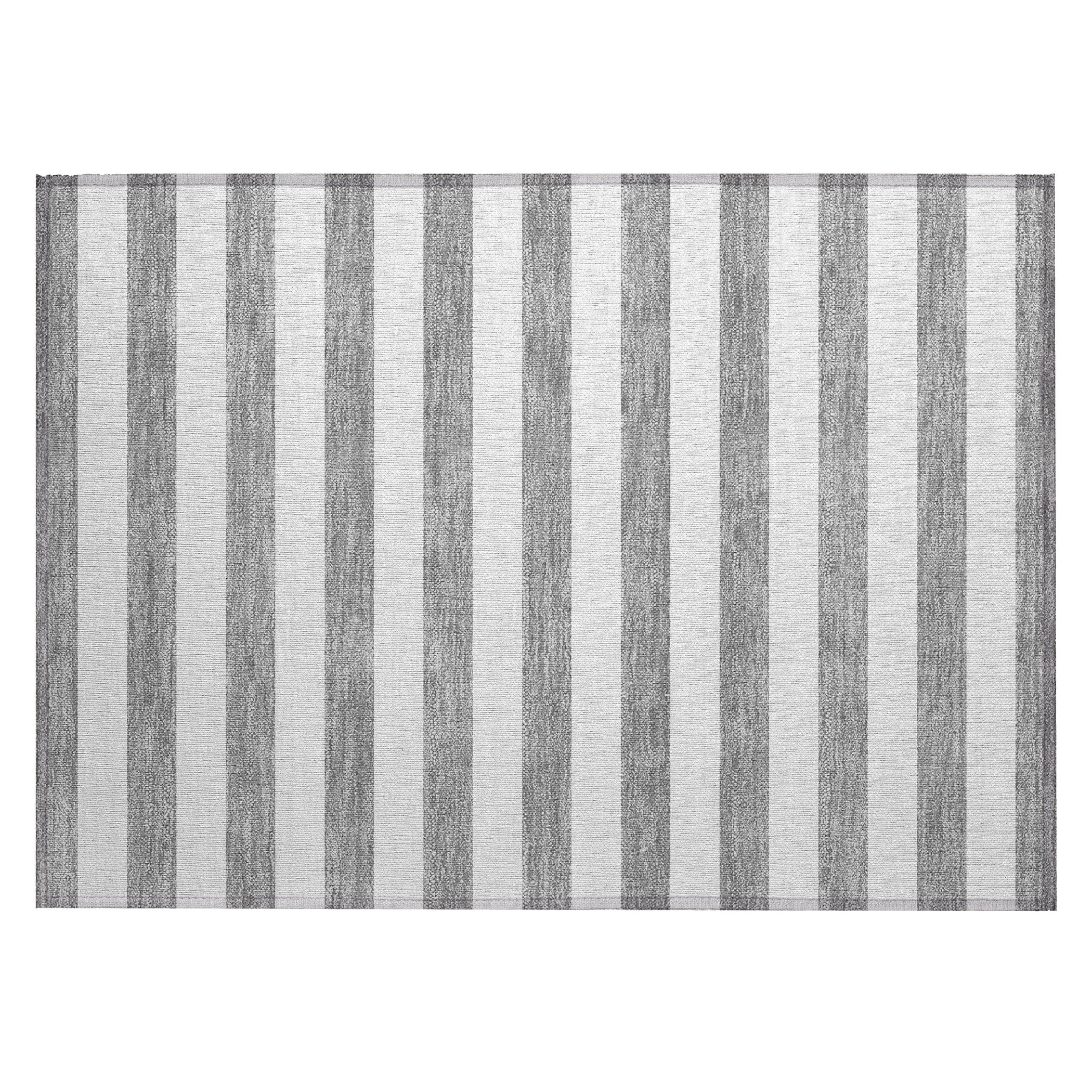 Machine Washable Indoor/ Outdoor Cabana Stripe Chantille Rug