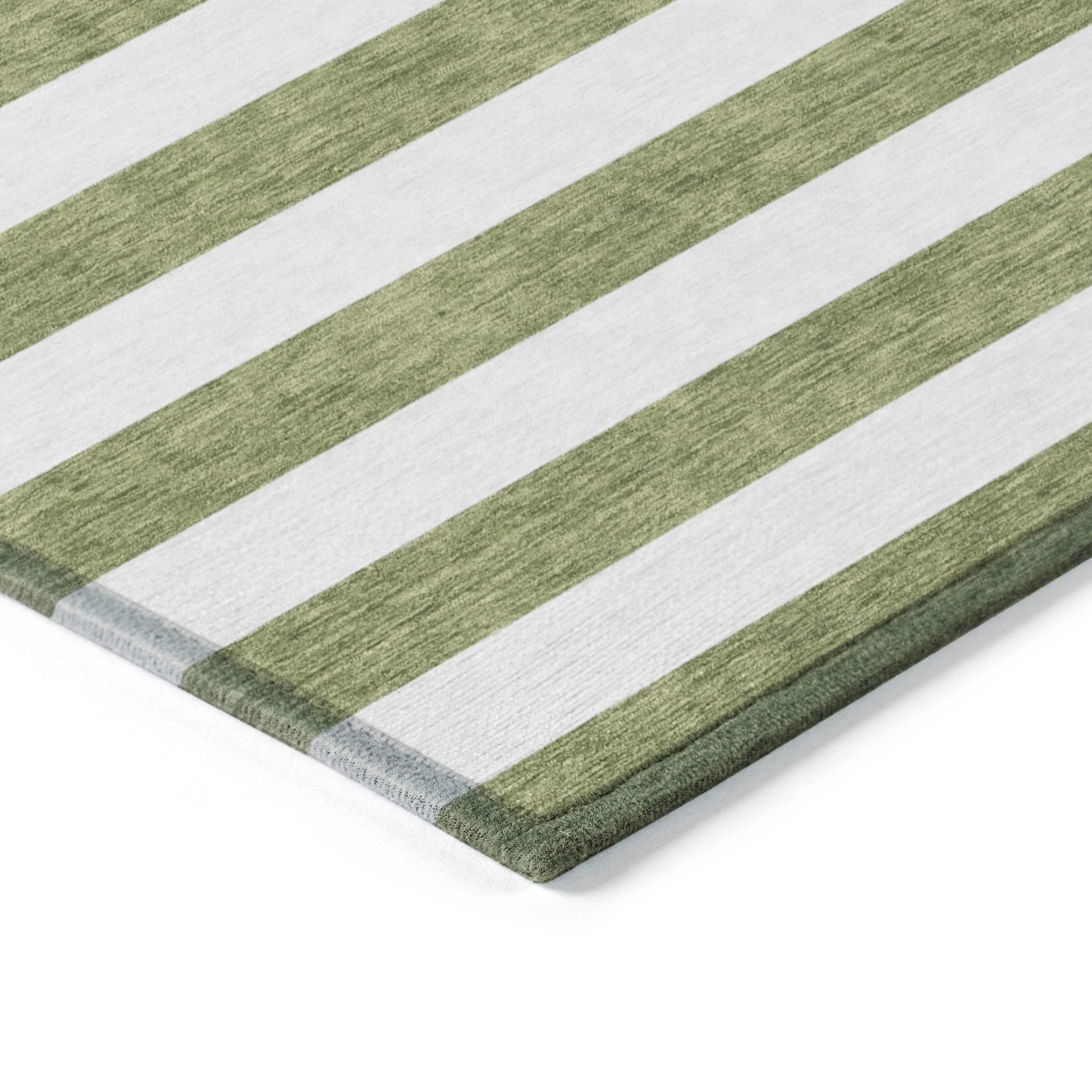 Machine Washable Indoor/ Outdoor Cabana Stripe Chantille Rug