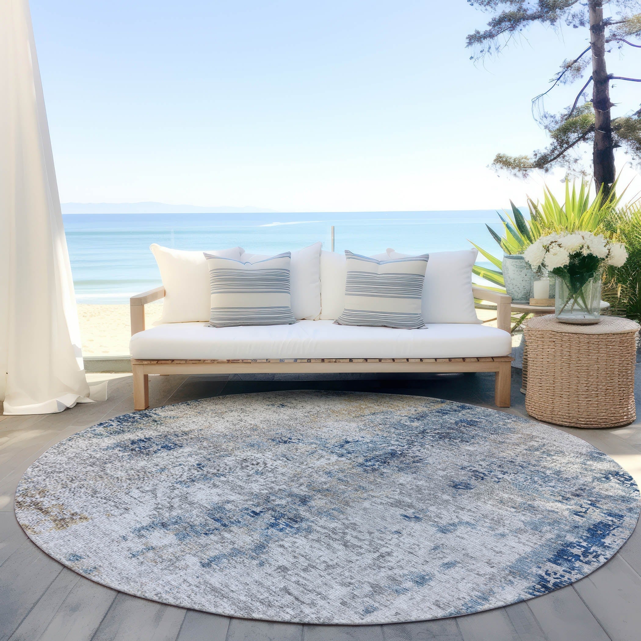 Machine Washable Indoor/ Outdoor Chantille Abstract Modern Rug