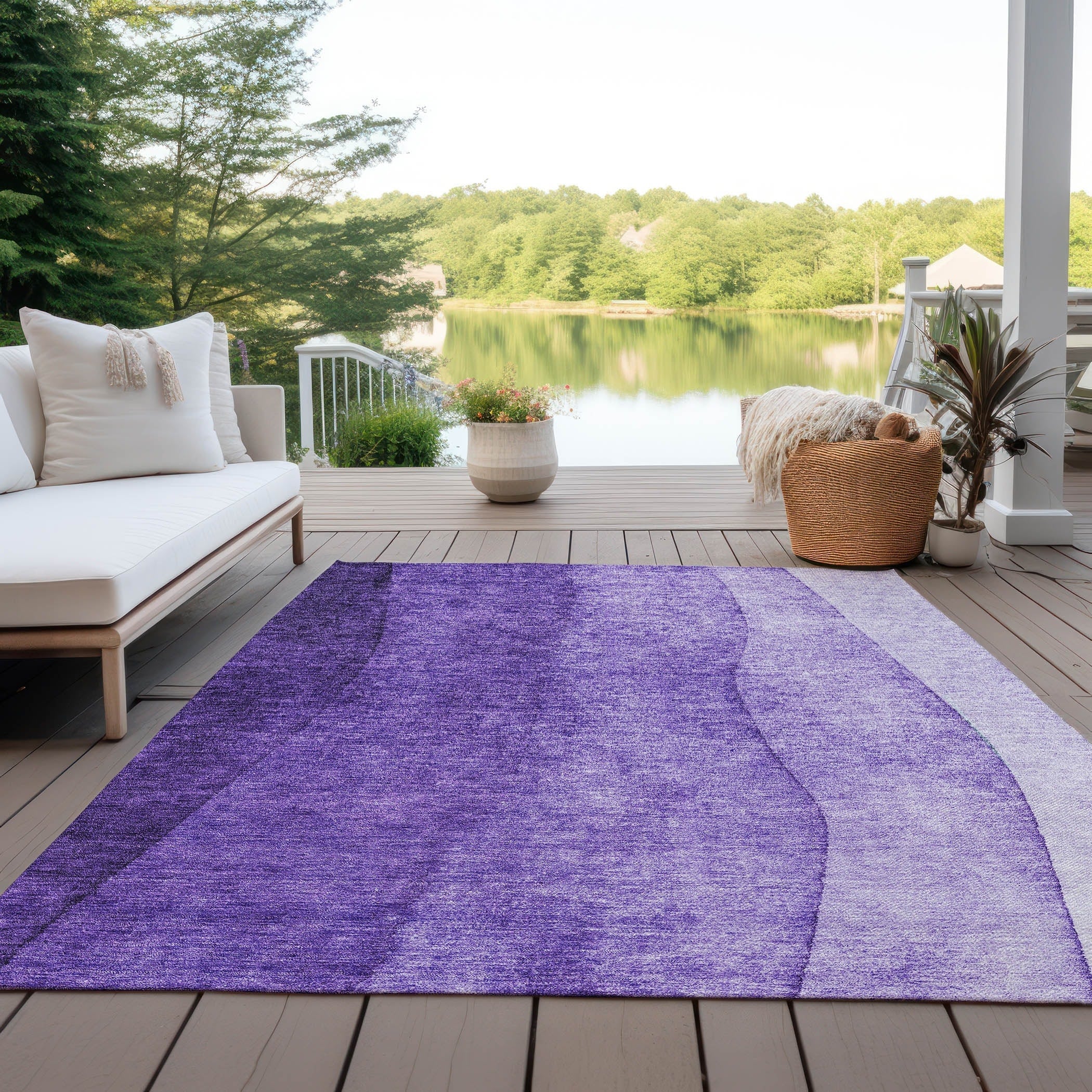 Machine Washable Indoor/ Outdoor Chantille Contemporary Ombre Rug