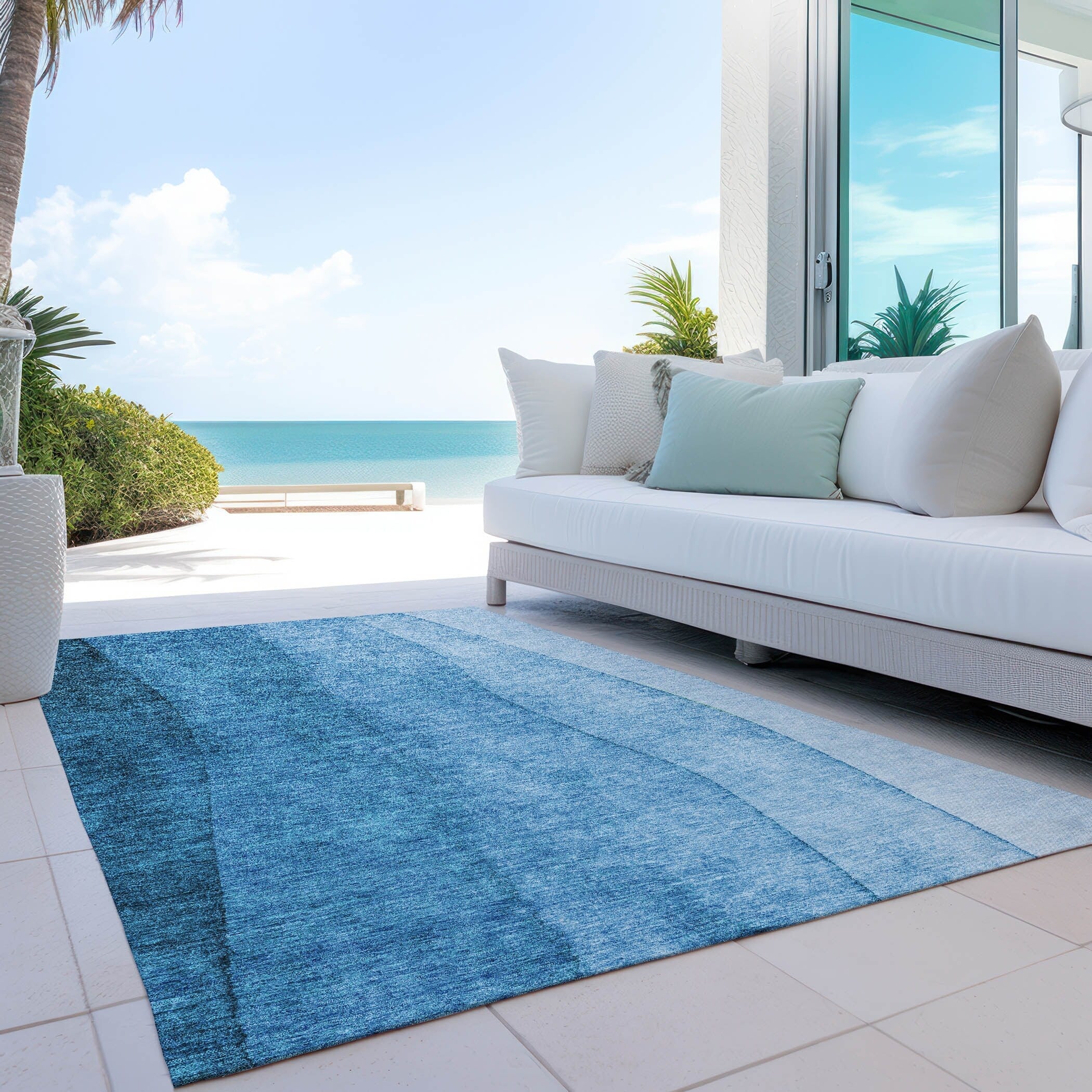 Machine Washable Indoor/ Outdoor Chantille Contemporary Ombre Rug