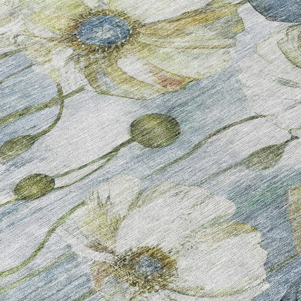 Tapis Chantille moderne à motif floral, lavable en machine, pour intérieur/extérieur
