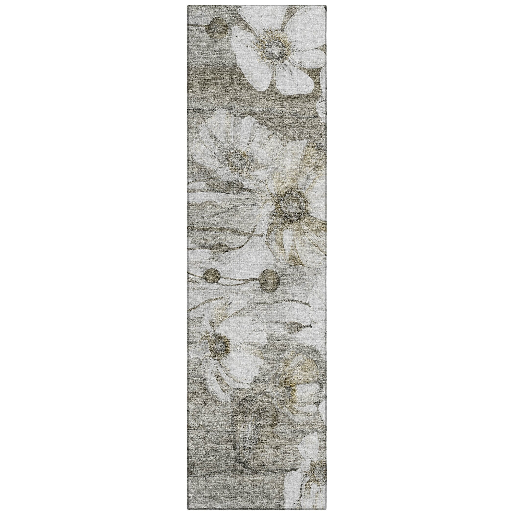 Machine Washable Indoor/ Outdoor Chantille Modern Floral Rug