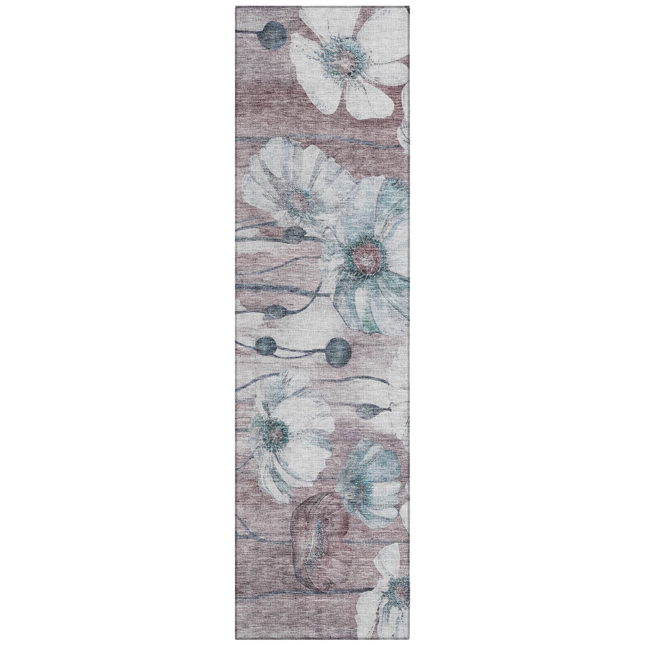 Machine Washable Indoor/ Outdoor Chantille Modern Floral Rug