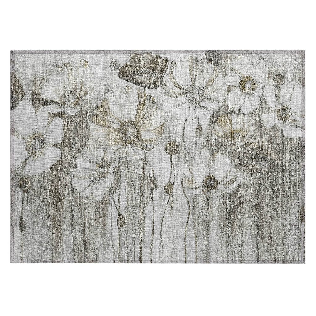 Tapis Chantille moderne à motif floral, lavable en machine, pour intérieur/extérieur