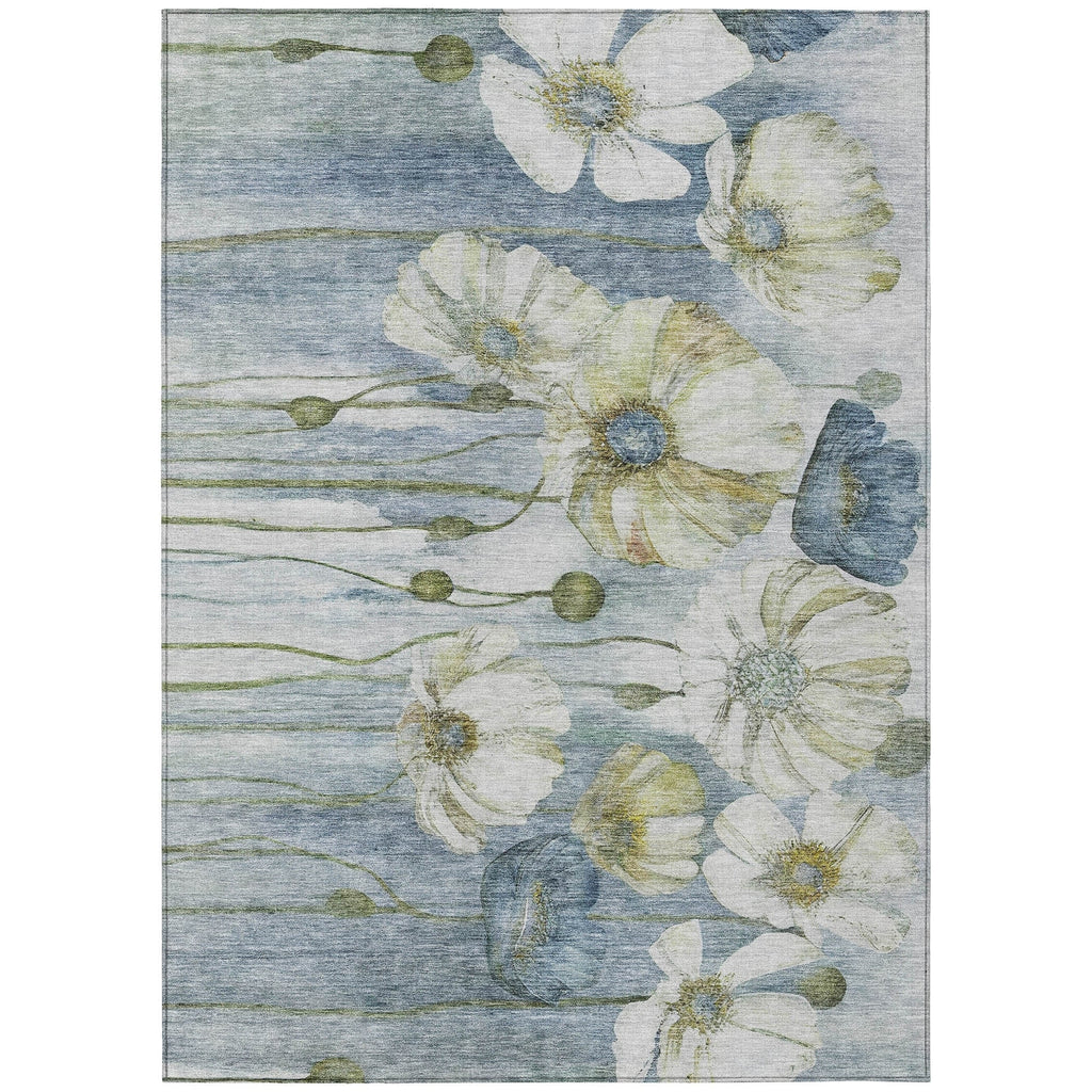 Tapis Chantille moderne à motif floral, lavable en machine, pour intérieur/extérieur