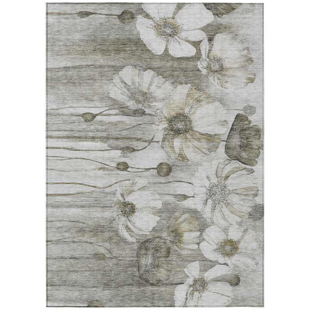 Tapis Chantille moderne à motif floral, lavable en machine, pour intérieur/extérieur