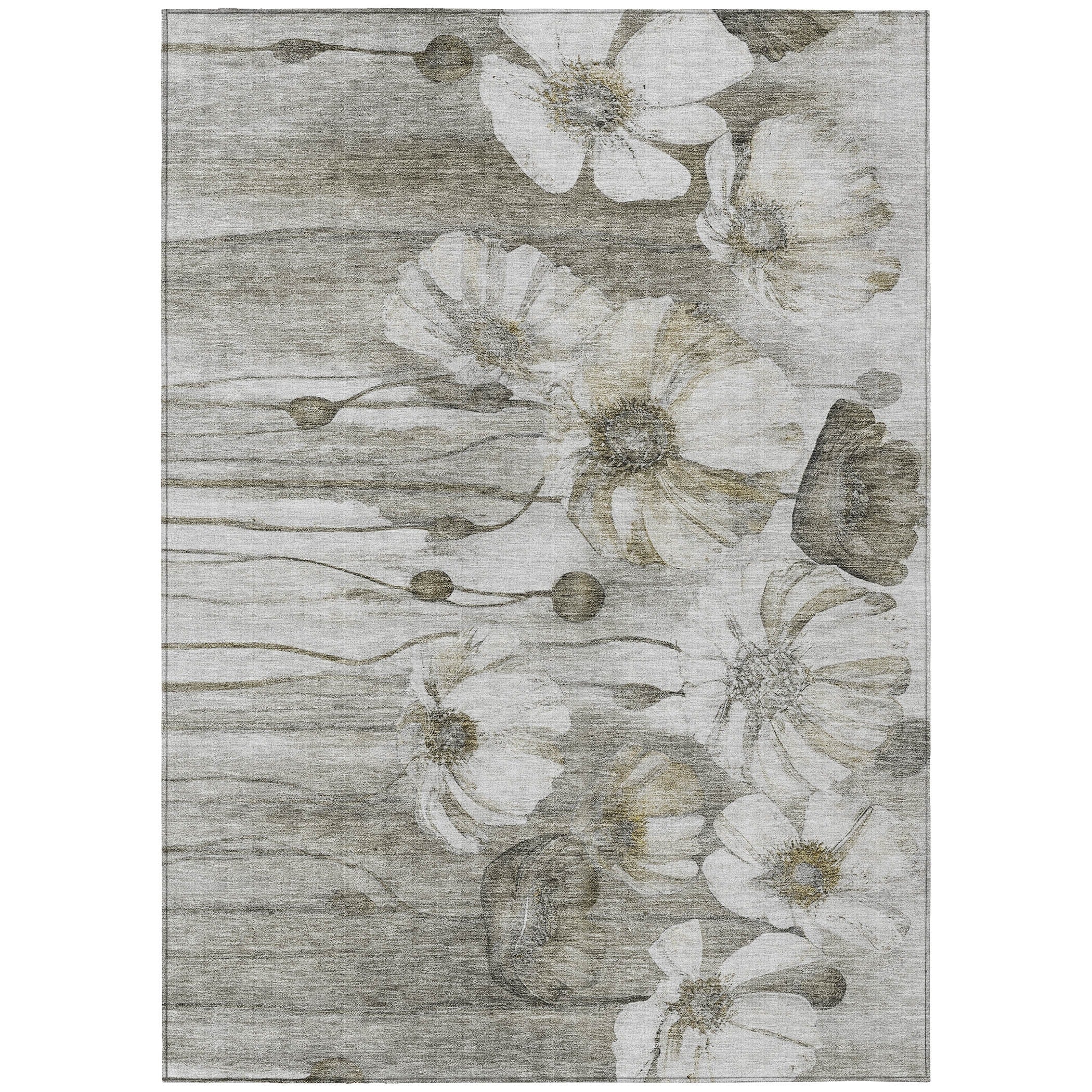 Machine Washable Indoor/ Outdoor Chantille Modern Floral Rug