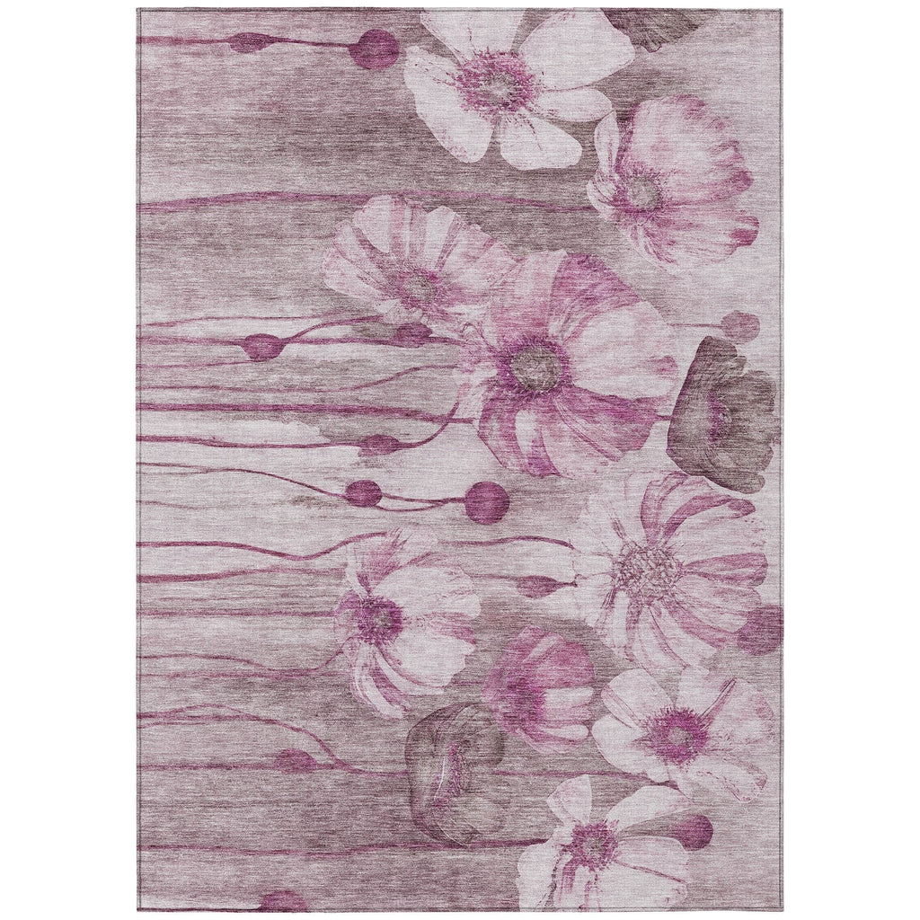 Tapis Chantille moderne à motif floral, lavable en machine, pour intérieur/extérieur