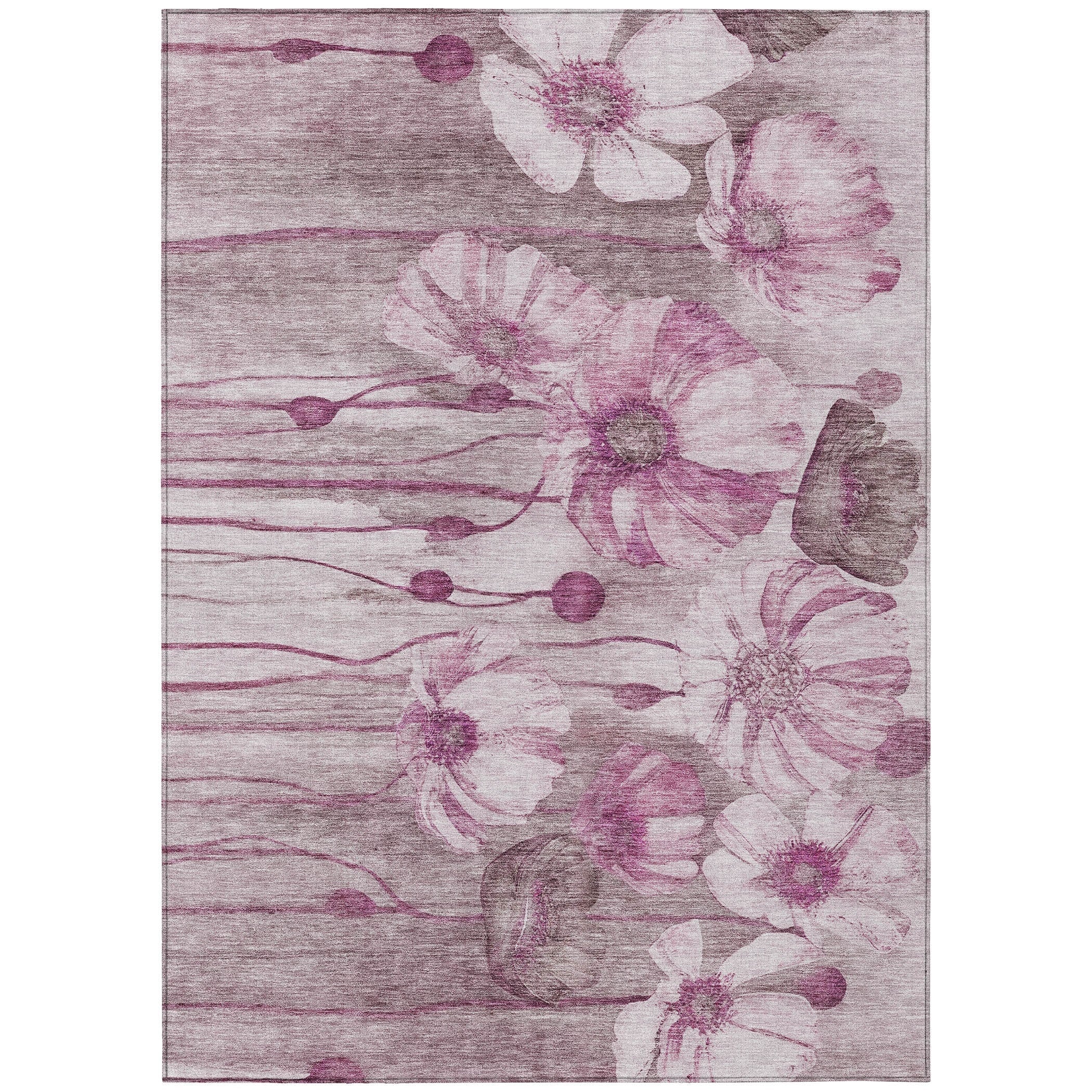 Machine Washable Indoor/ Outdoor Chantille Modern Floral Rug