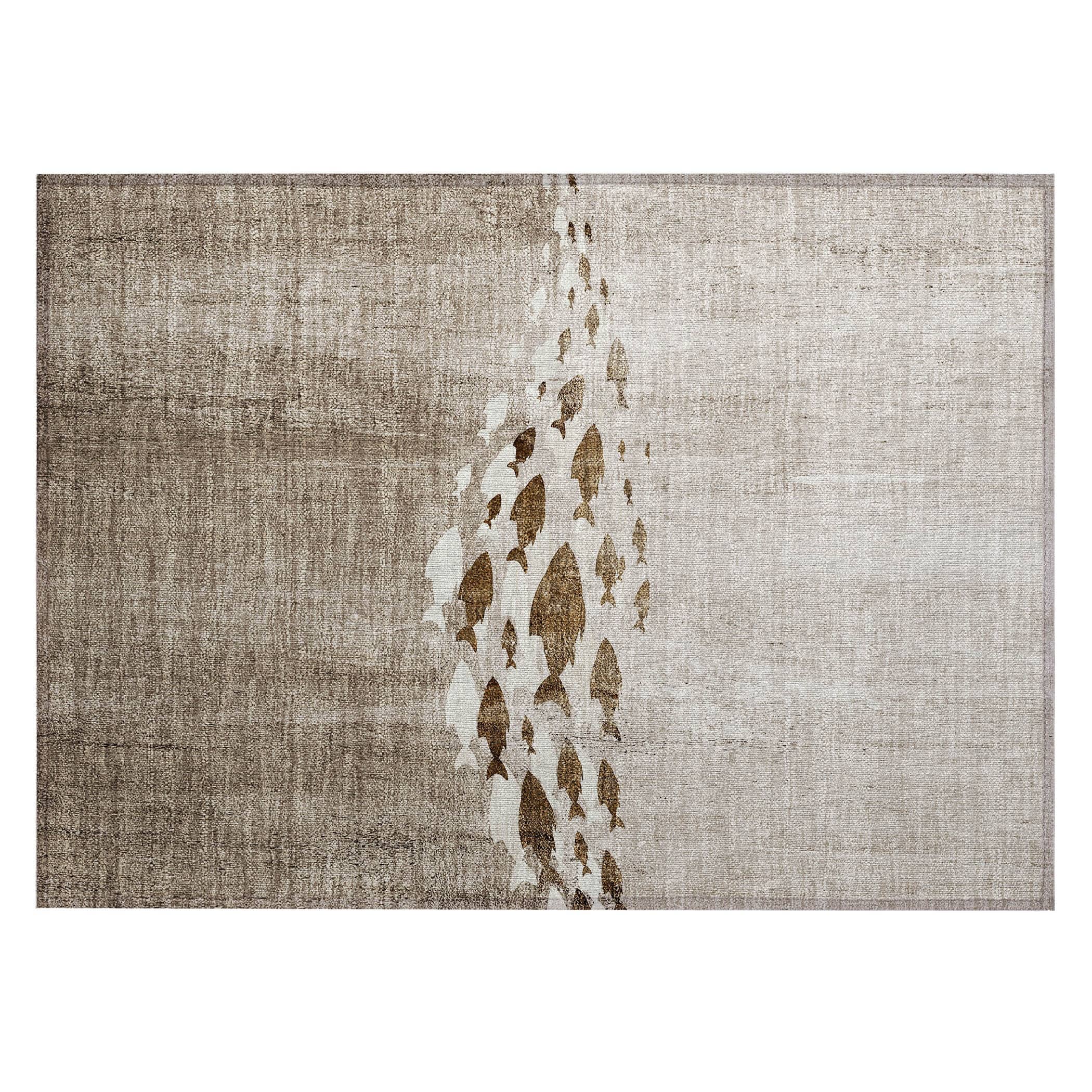 Machine Washable Indoor/ Outdoor Chantille Modern Sea Life Rug