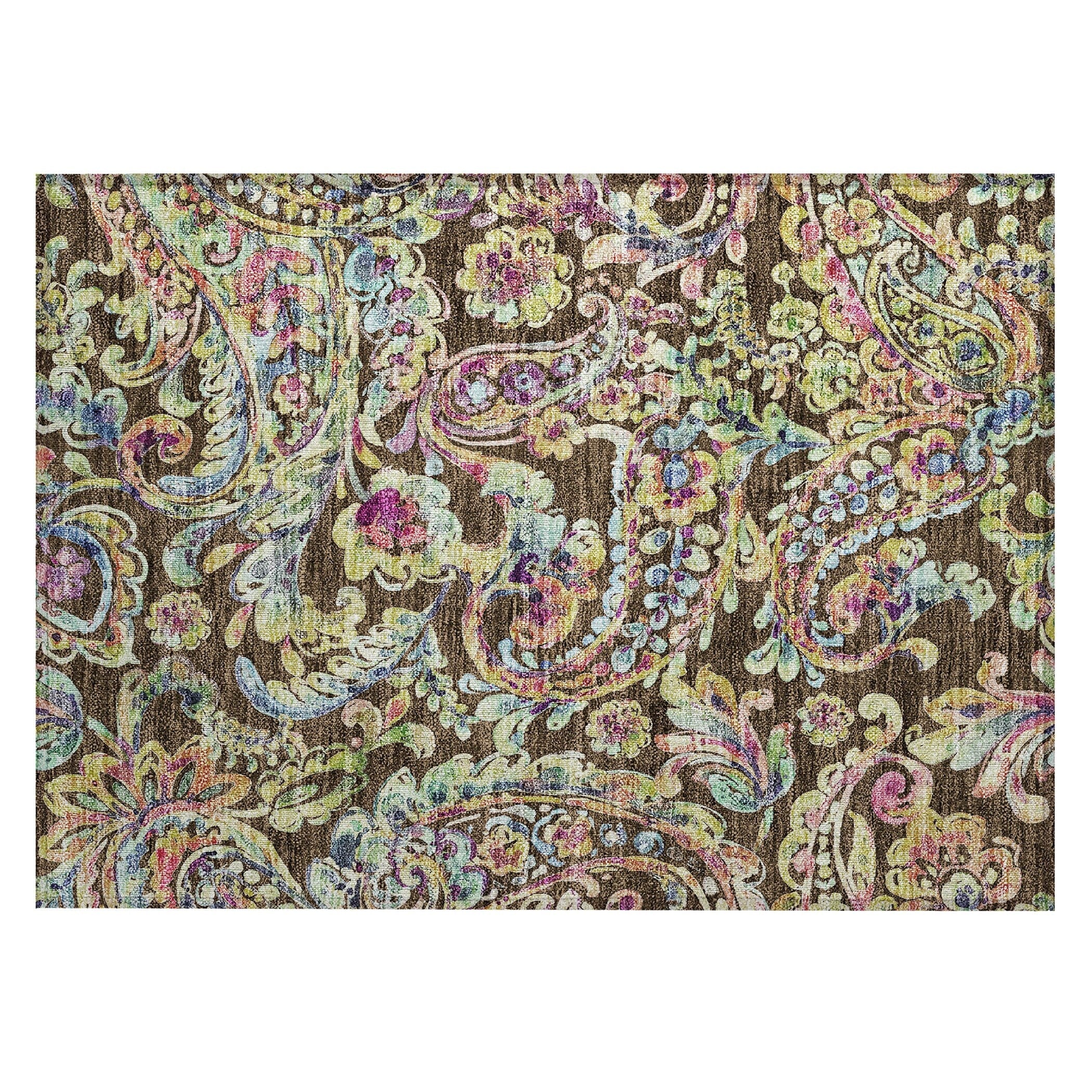 Machine Washable Indoor/ Outdoor Chantille Traditional Scroll Rug