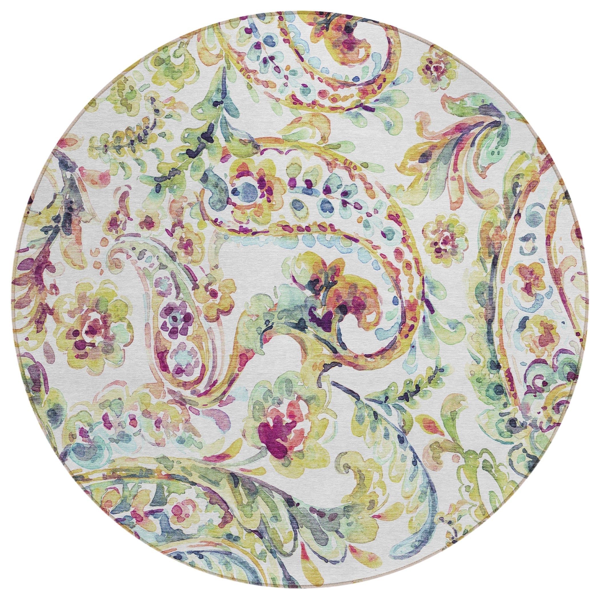 Machine Washable Indoor/ Outdoor Chantille Traditional Scroll Rug