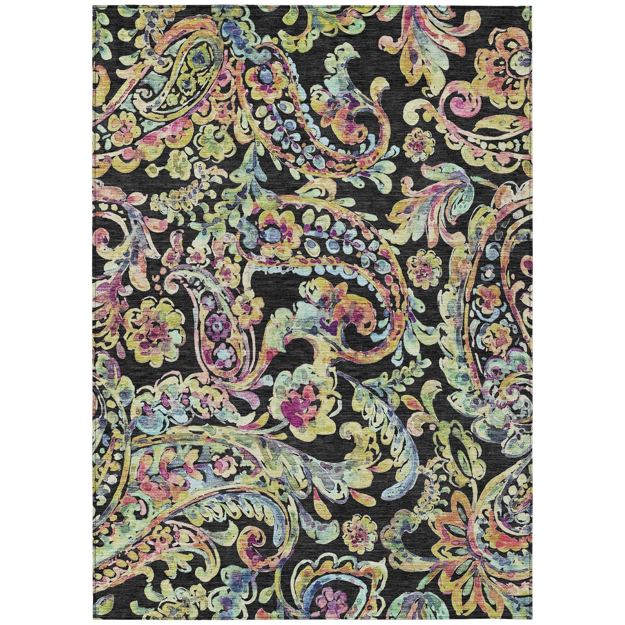 Machine Washable Indoor/ Outdoor Chantille Traditional Scroll Rug