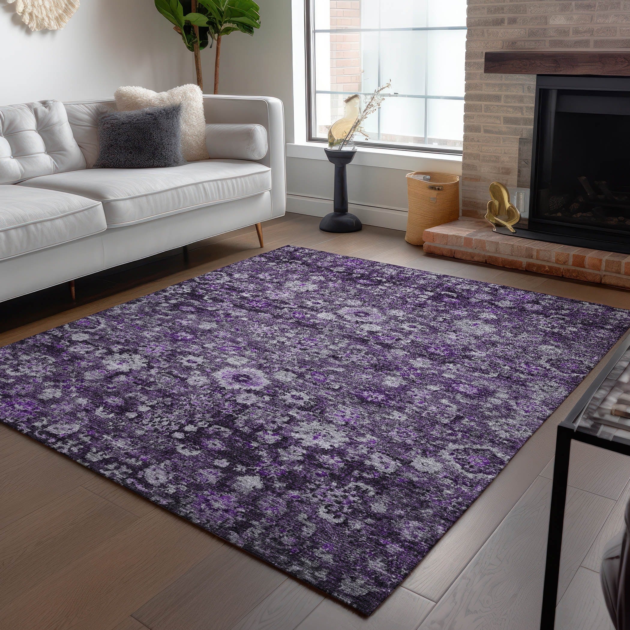 Machine Washable Indoor/ Outdoor Chantille Traditional Vintage Floral Rug